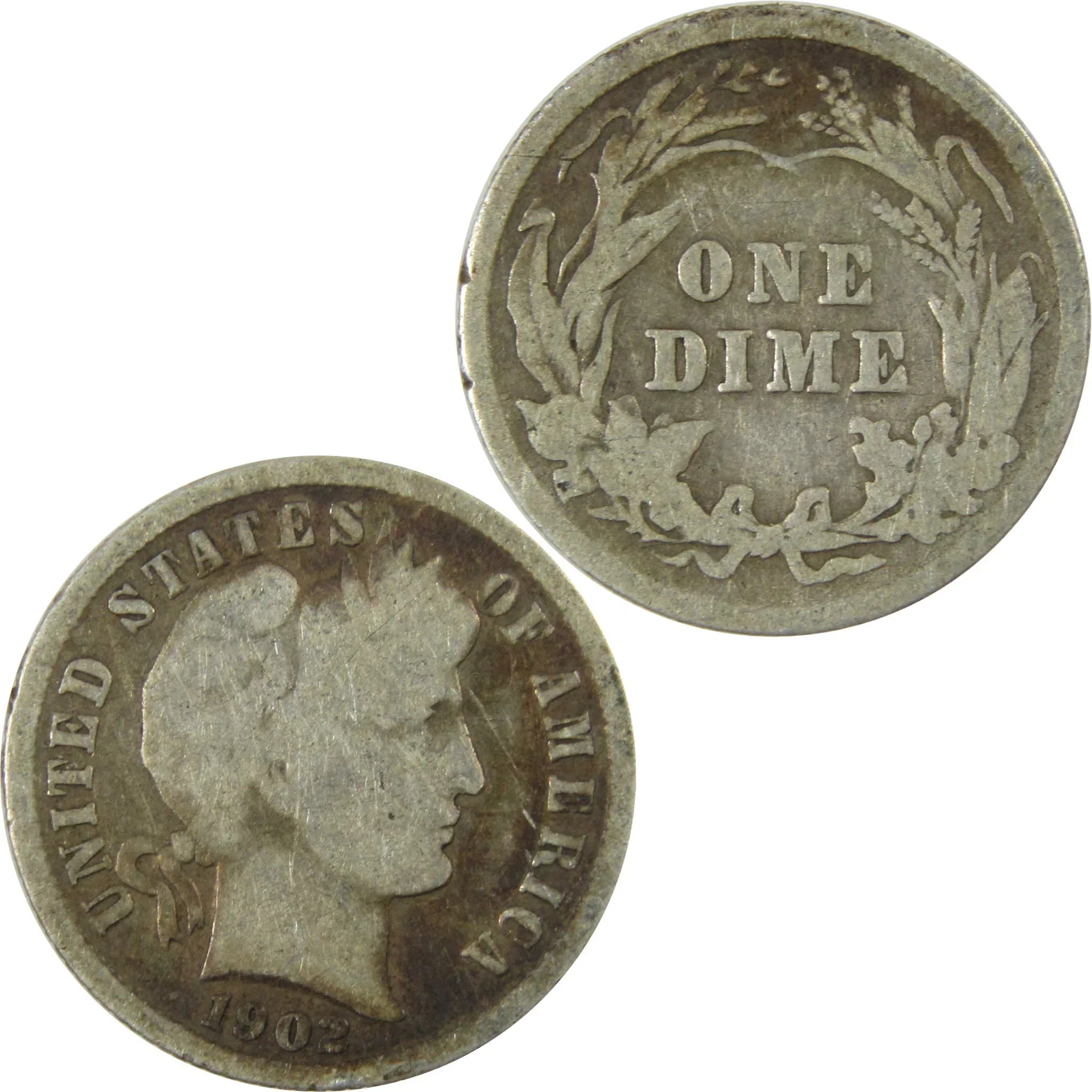 1902 Barber Silver Dime AG About Good 10c Coin Collectible SKU:CP718