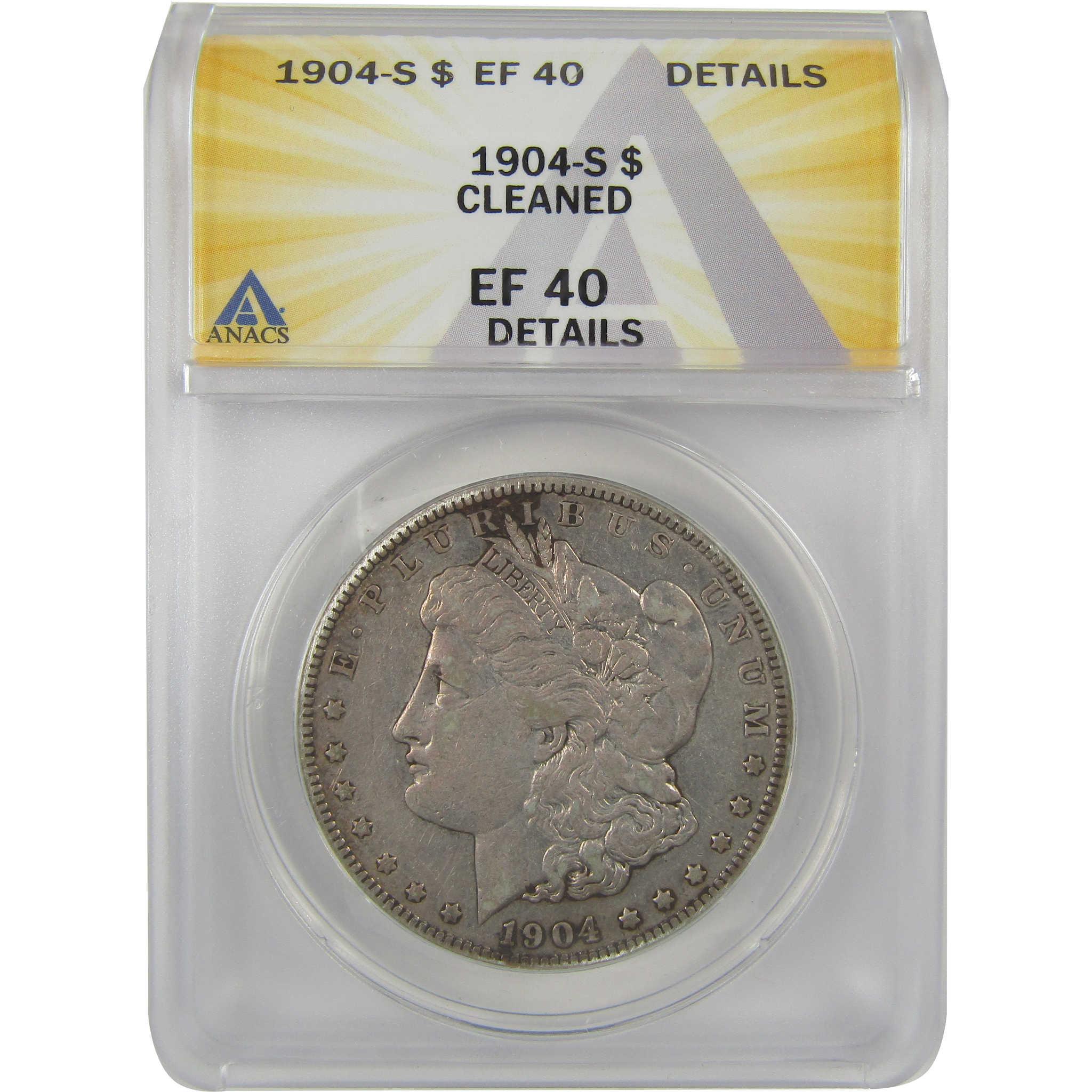 1904 S Morgan Dollar EF 40 Details ANACS Silver $1 Coin SKU:I21183 - Morgan coin - Morgan silver dollar - Morgan silver dollar for sale - Profile Coins & Collectibles