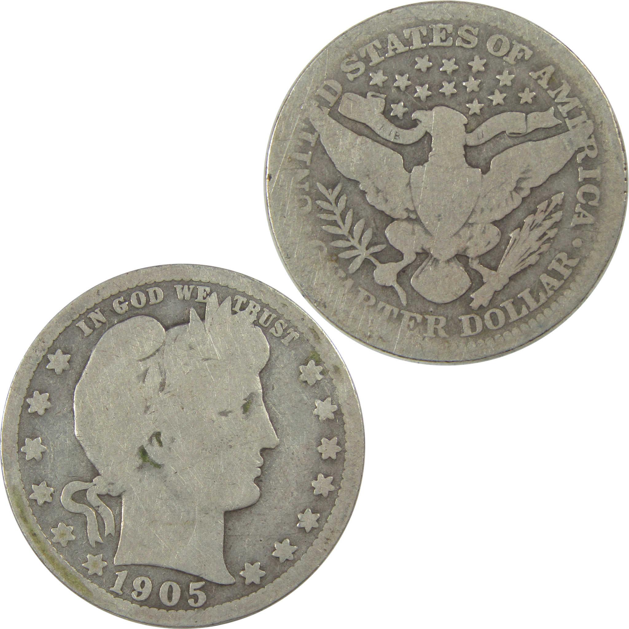 1905 Barber Quarter AG About Good Silver 25c Coin SKU:I21800
