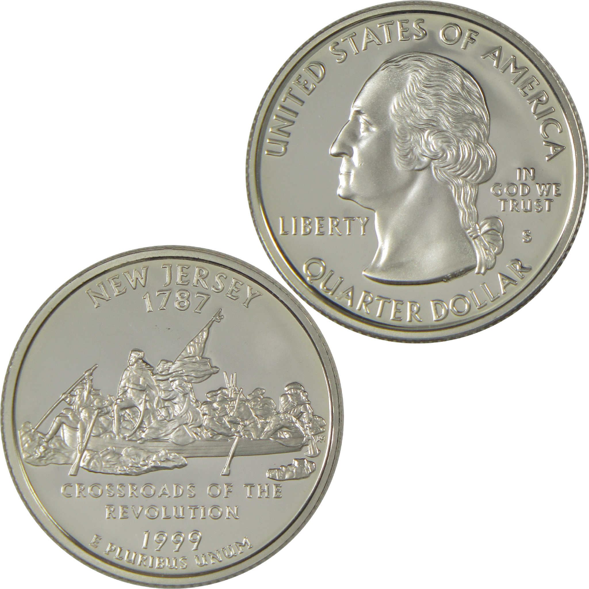 1999 S New Jersey State Quarter Choice Proof Silver 25c Coin