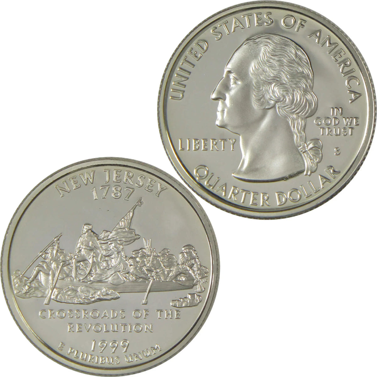 1999 S New Jersey State Silver Quarter Proof 25c Coin Collectible