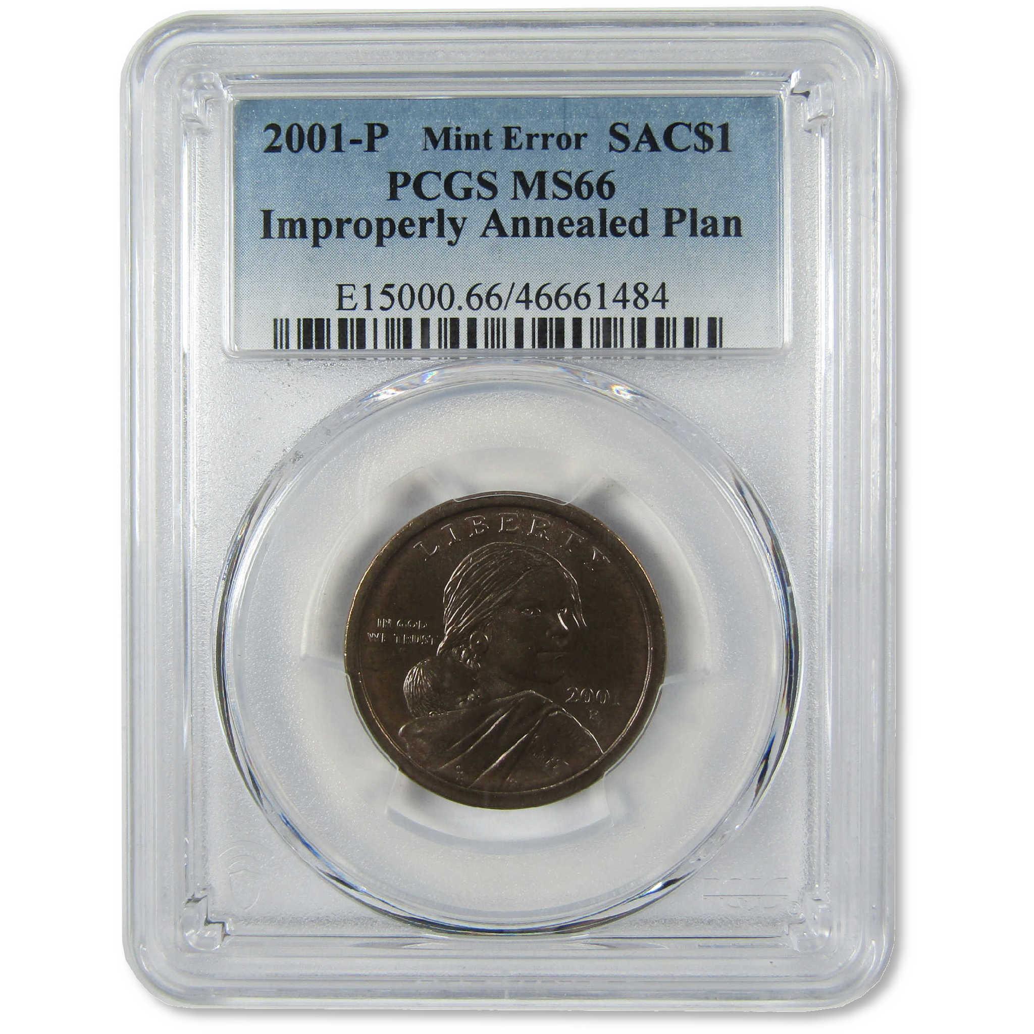 2001 P Sacagawea $1 MS 66 PCGS Improperly Annealed Planchet Mint Error