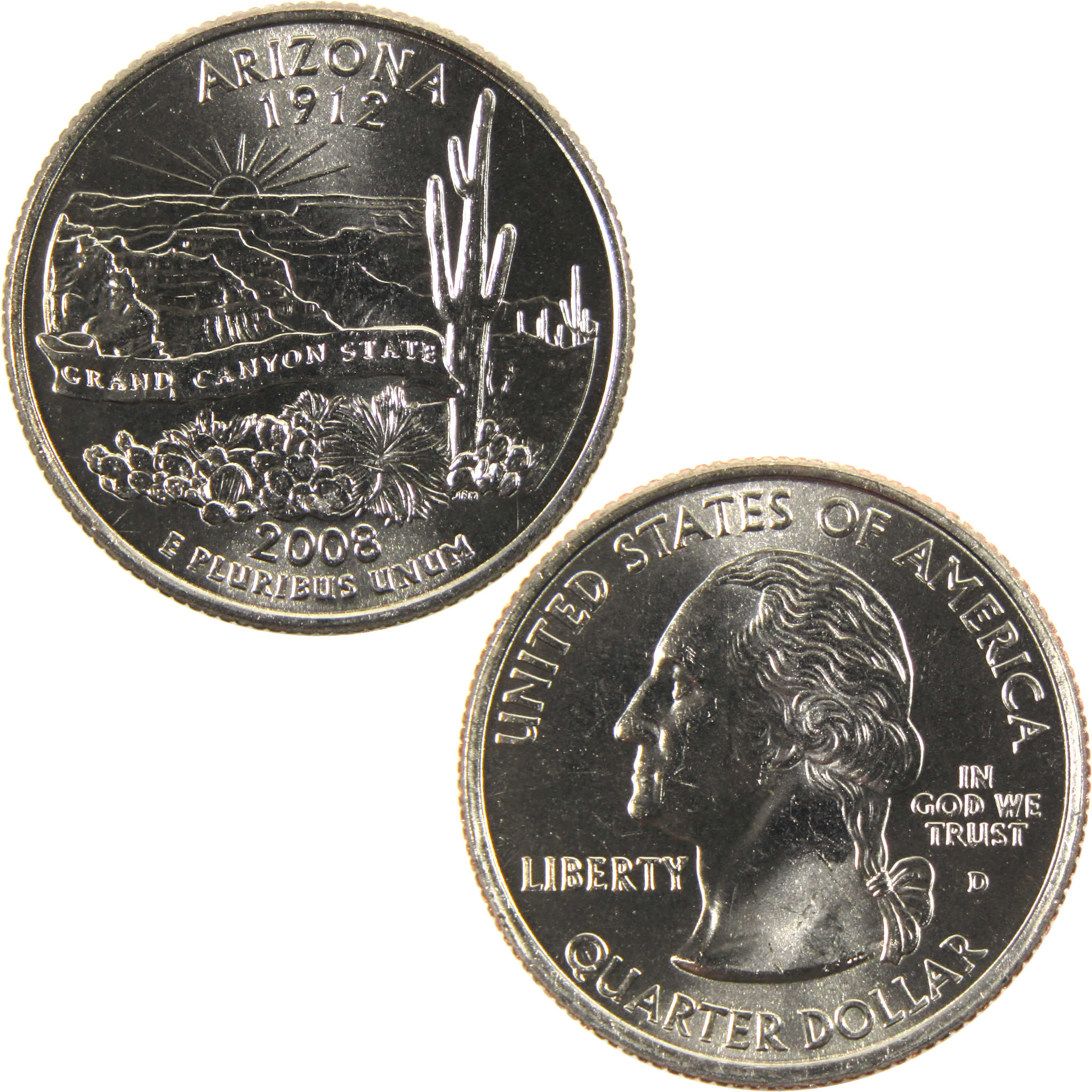 2008 D Arizona State Quarter BU Uncirculated Clad 25c Coin