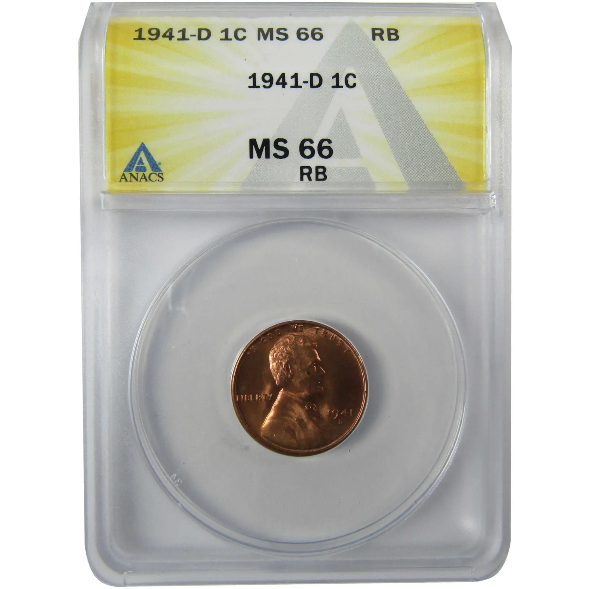 1941 D Lincoln Wheat Cent MS 66 RB ANACS Penny Uncirculated SKU:I27939