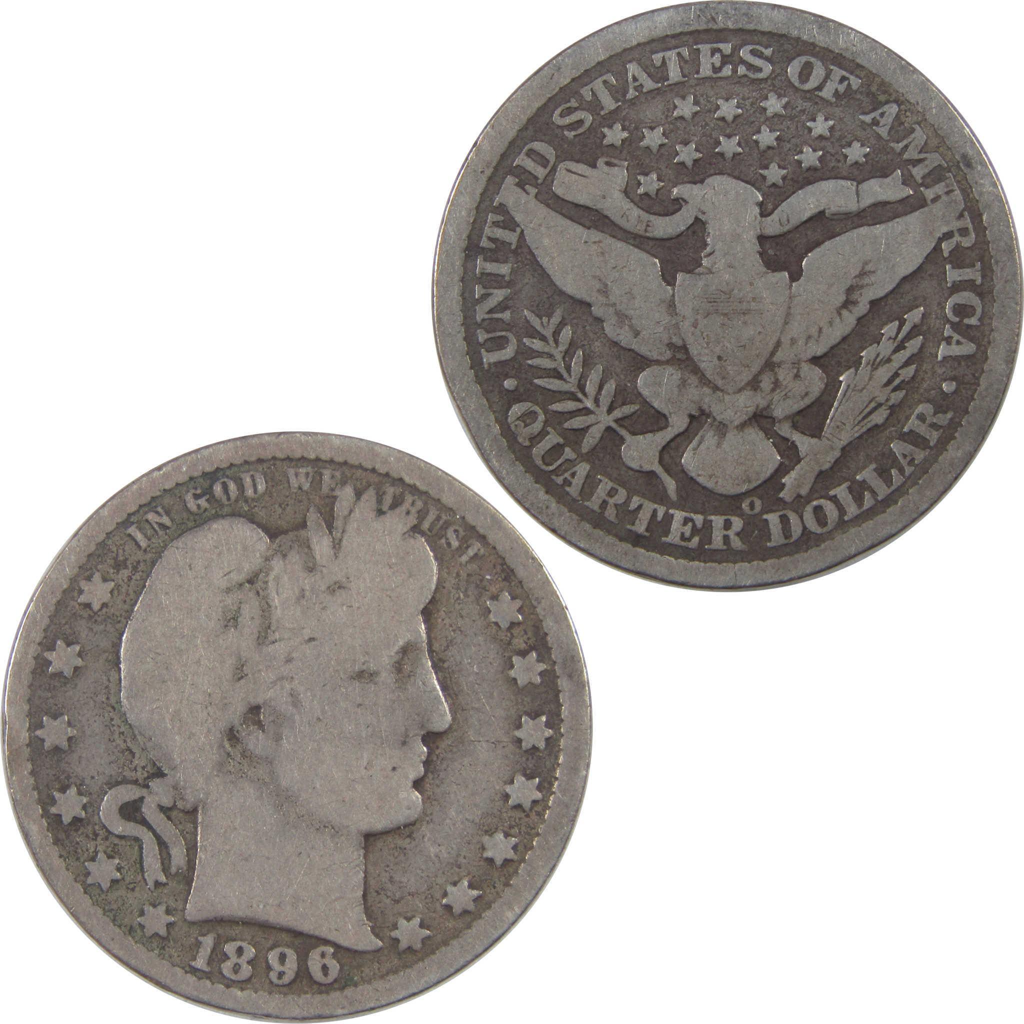 1896 O Barber Quarter G Good Silver 25c Coin SKU:I18818
