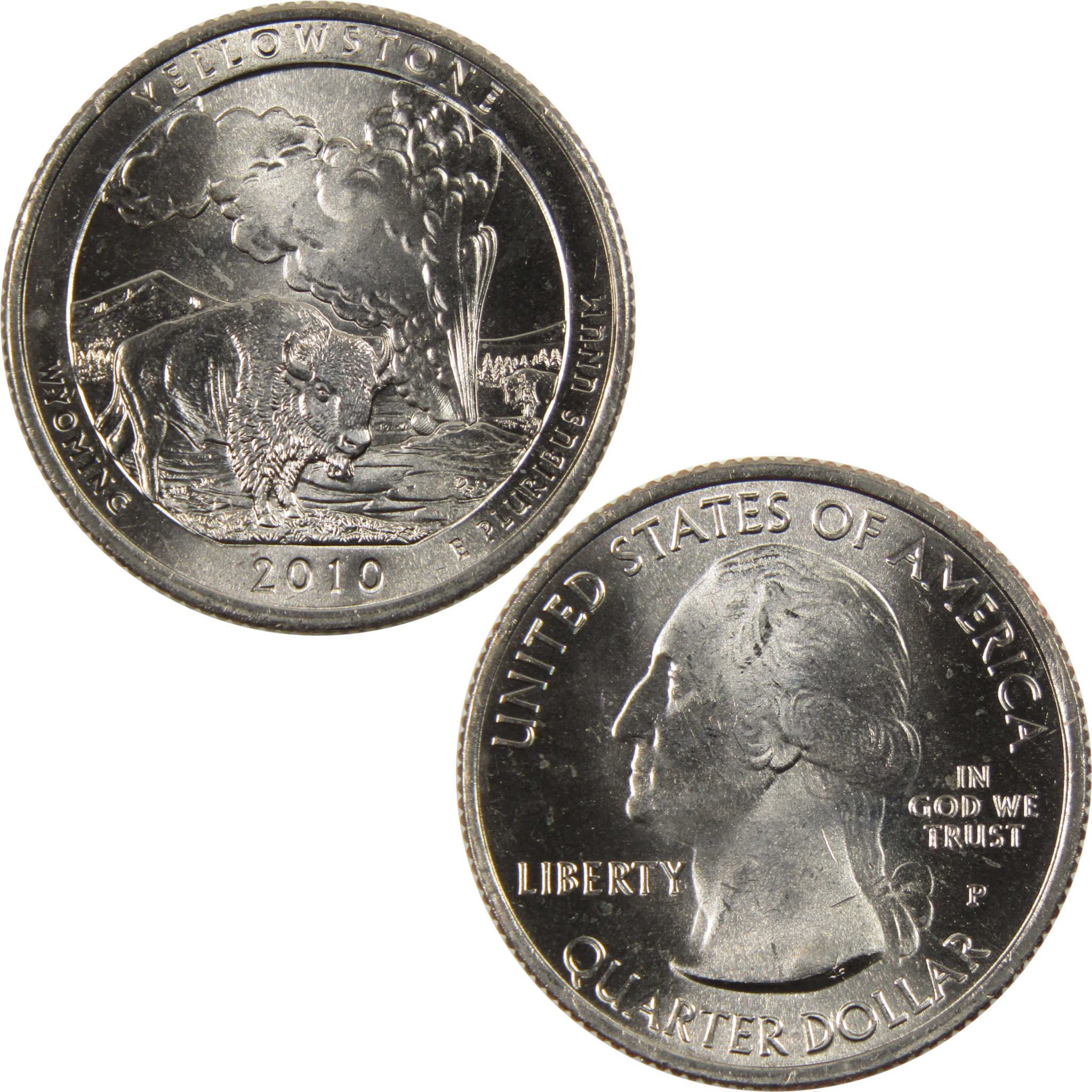 2010 P Yellowstone National Park Quarter BU Uncirculated Clad 25c Coin