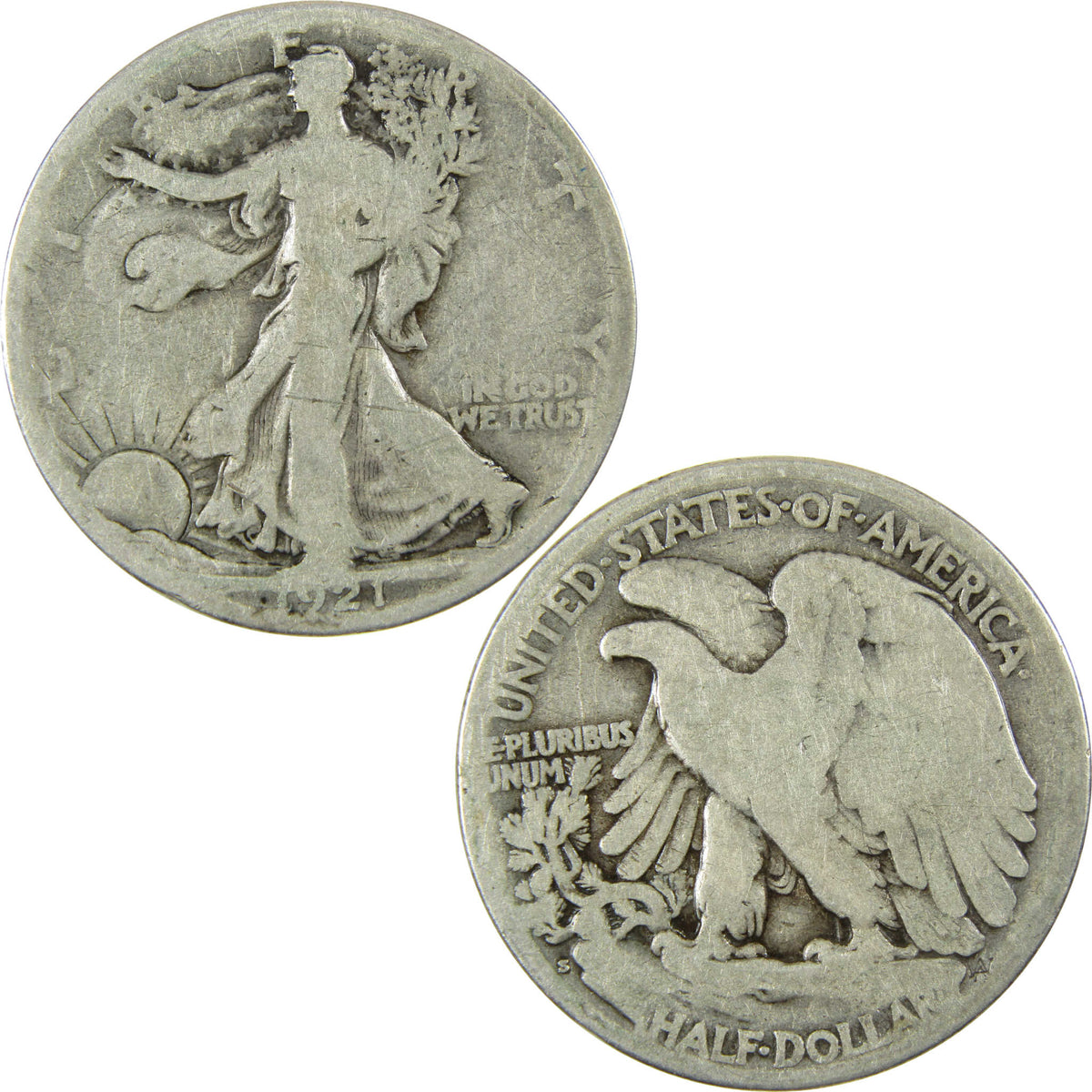 1921 S Liberty Walking Silver Half Dollar G Good 50c Coin SKU:CP1755