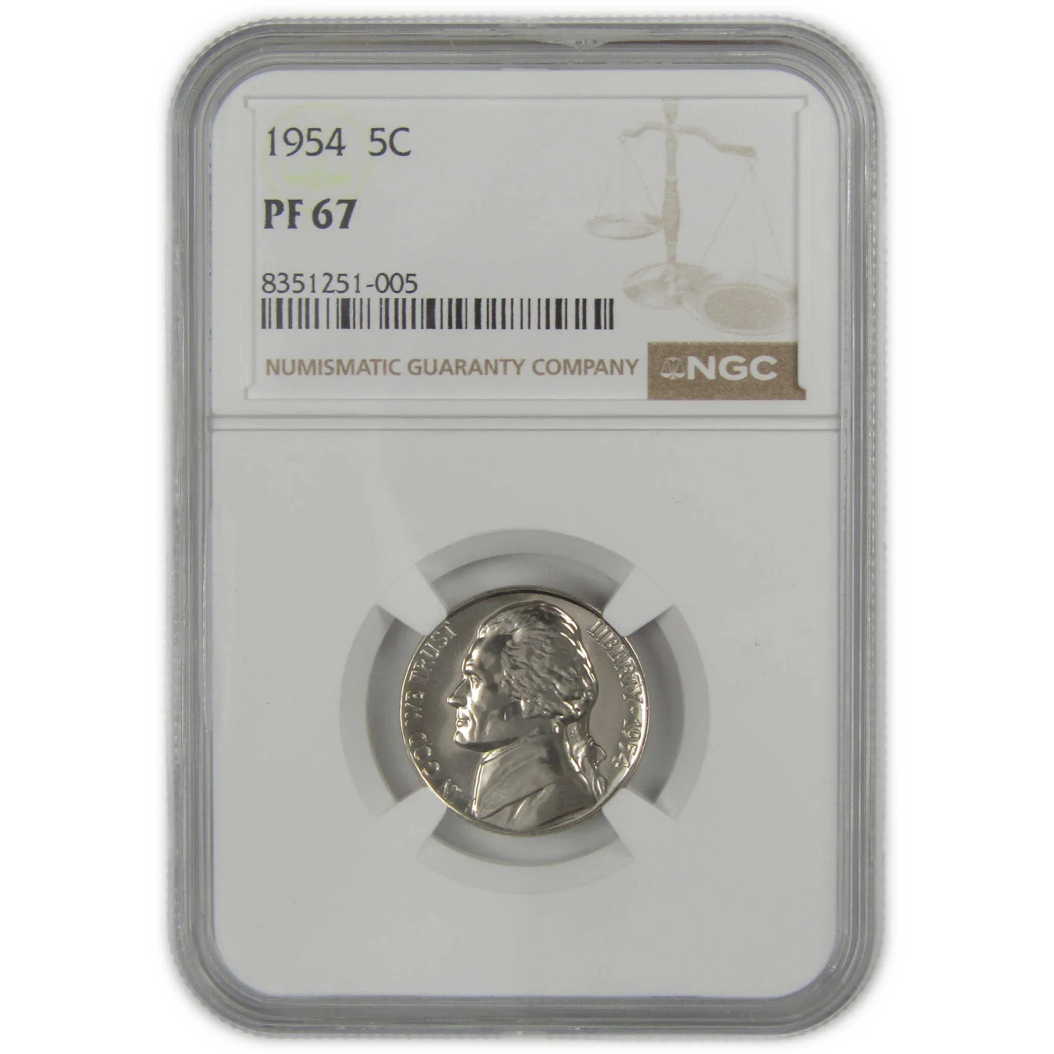 1954 Jefferson Nickel PF 67 NGC Proof 5c Coin SKU:I20630
