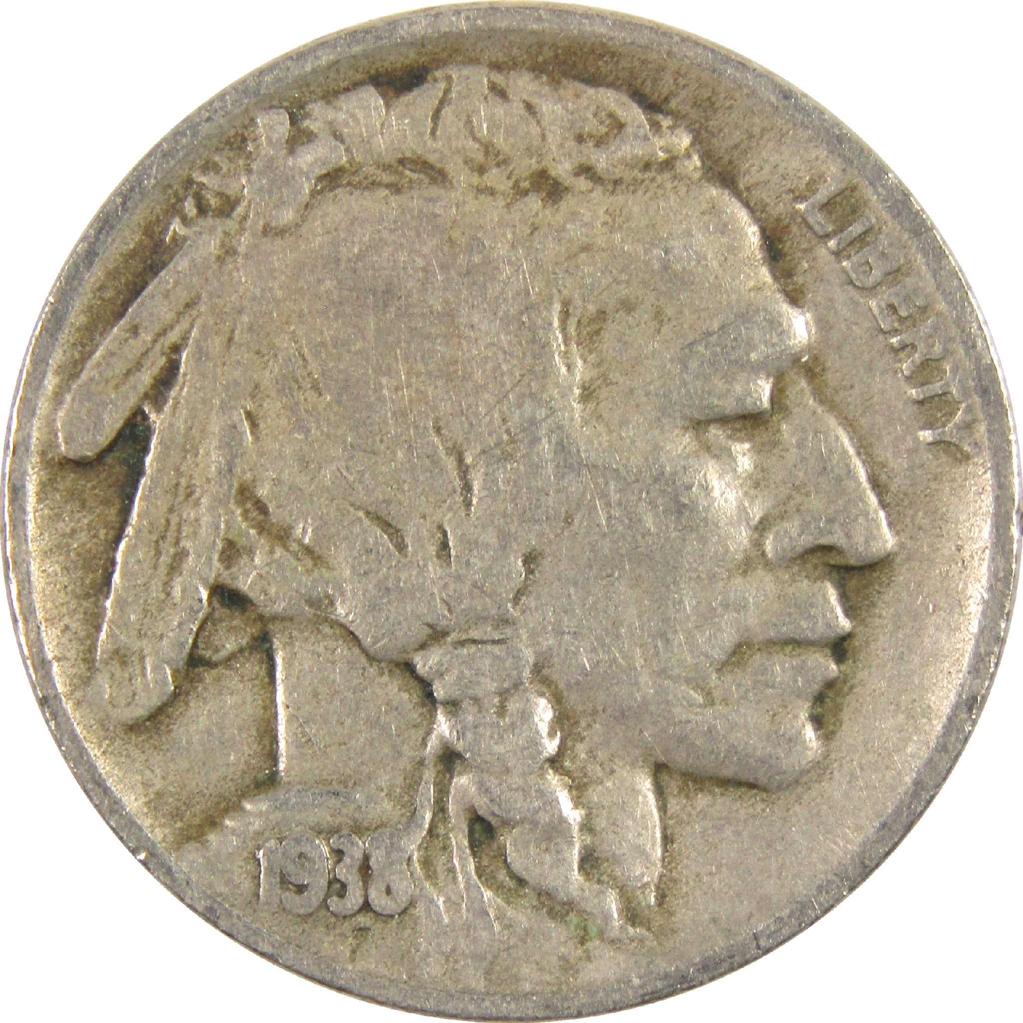 1938 D Indian Head Buffalo Nickel VG Very Good 5c Coin