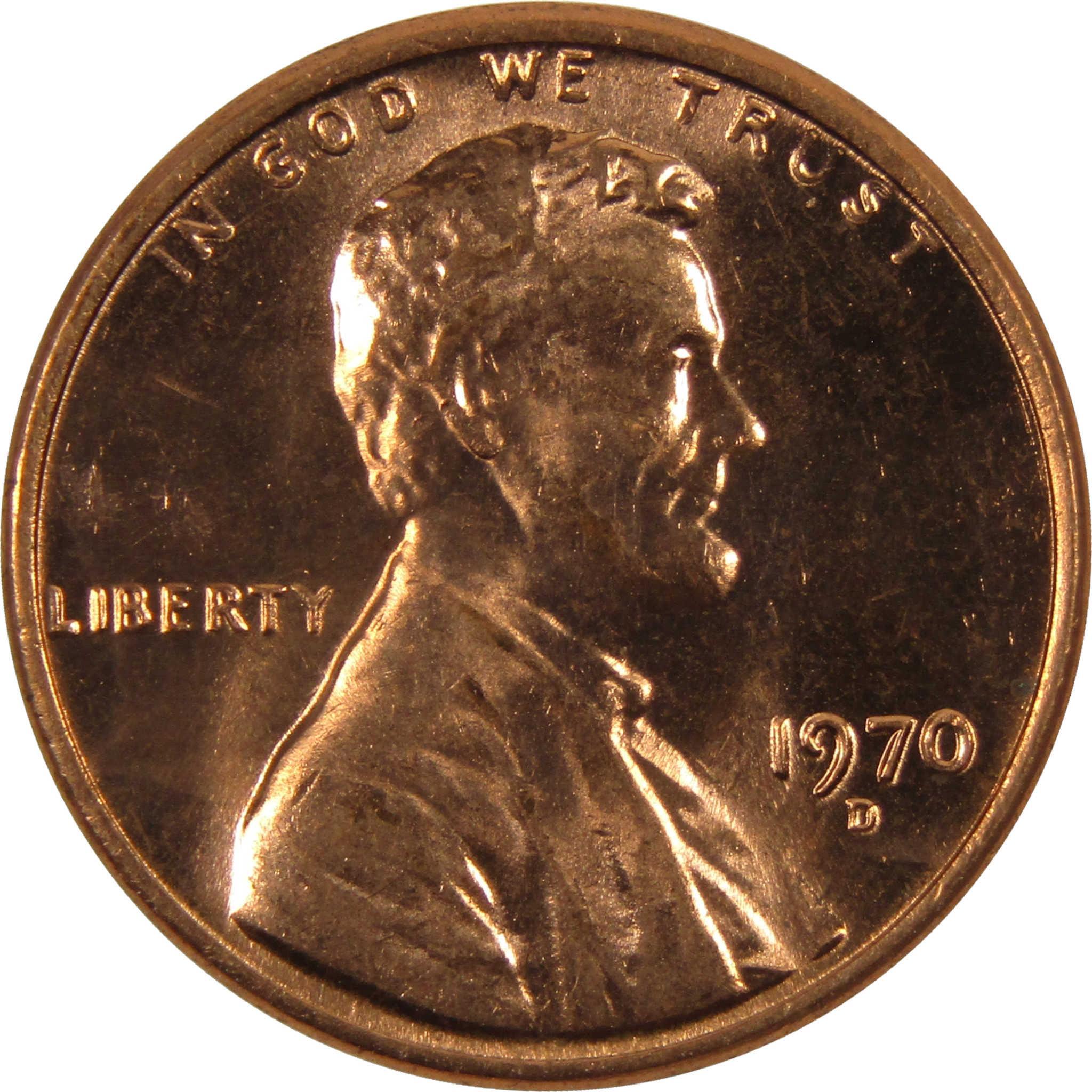 1970 D Lincoln Memorial Cent BU Uncirculated Penny 1c Coin 1970-d-lincoln-memorial-cent-bu-uncirculated-penny-1c-coin