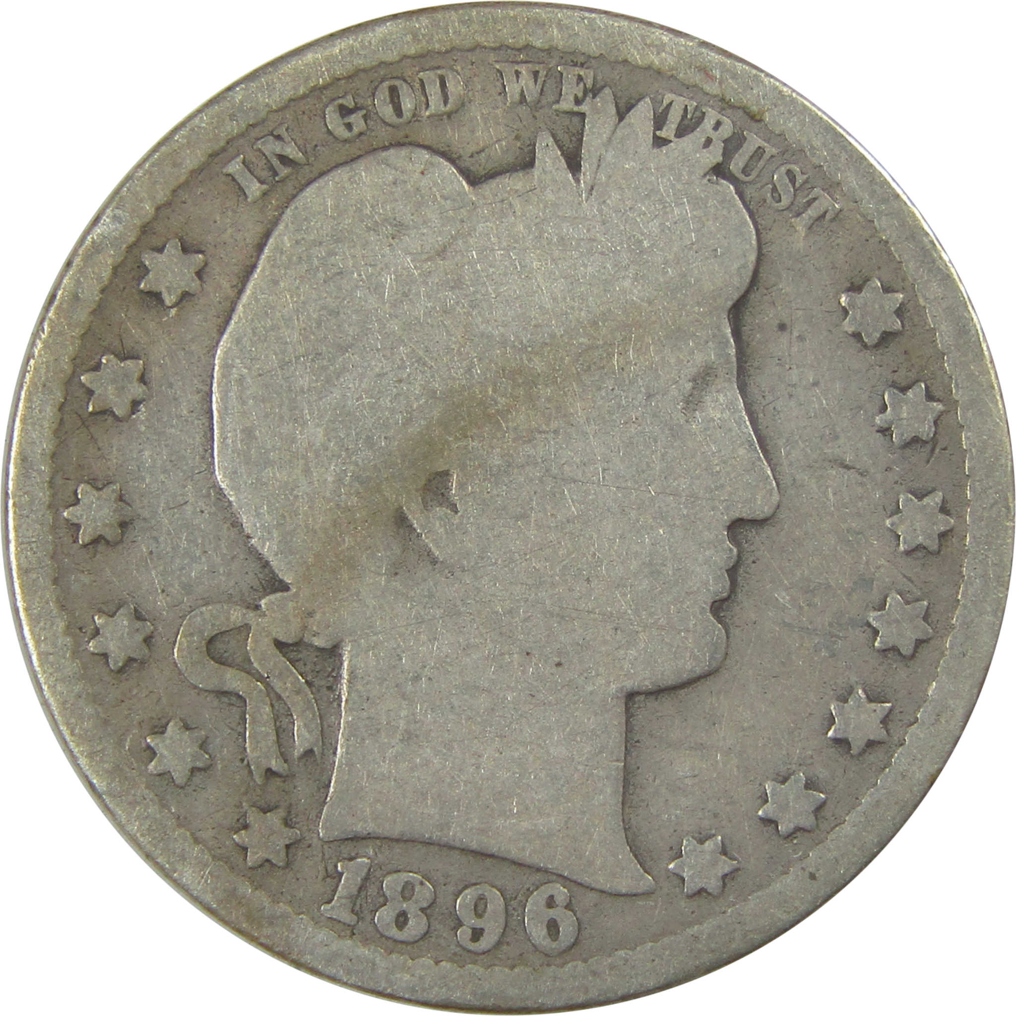 1896 O Barber Quarter AG About Good Silver 25c Coin SKU:I21879