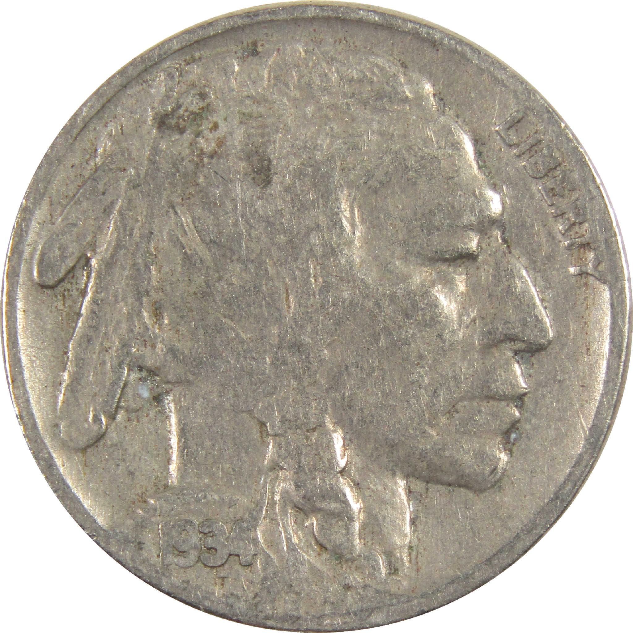 1934 Indian Head Buffalo Nickel G Good 5c Coin