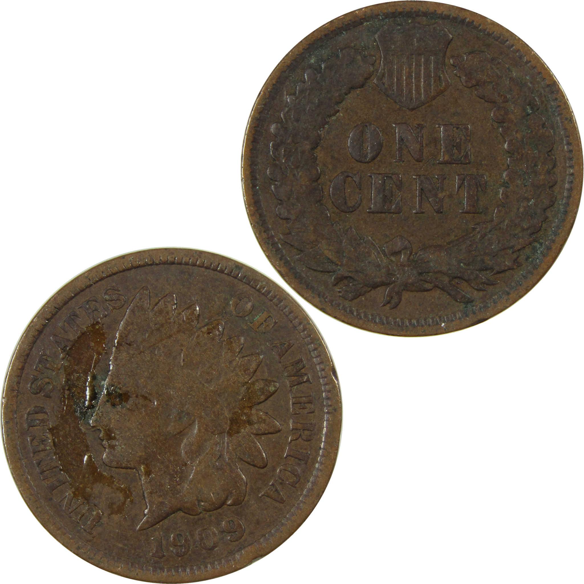 1909 Indian Head Cent G Good Penny 1c Coin SKU:I27045