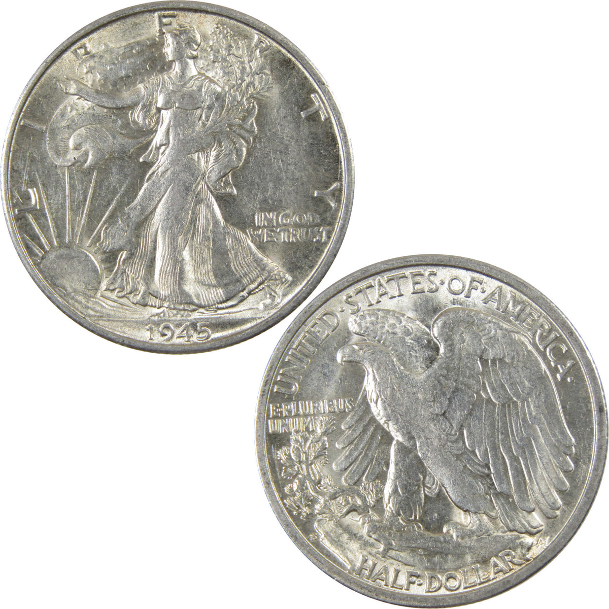 1945 S Liberty Walking Silver 50c Borderline Uncirculated SKU:I28652