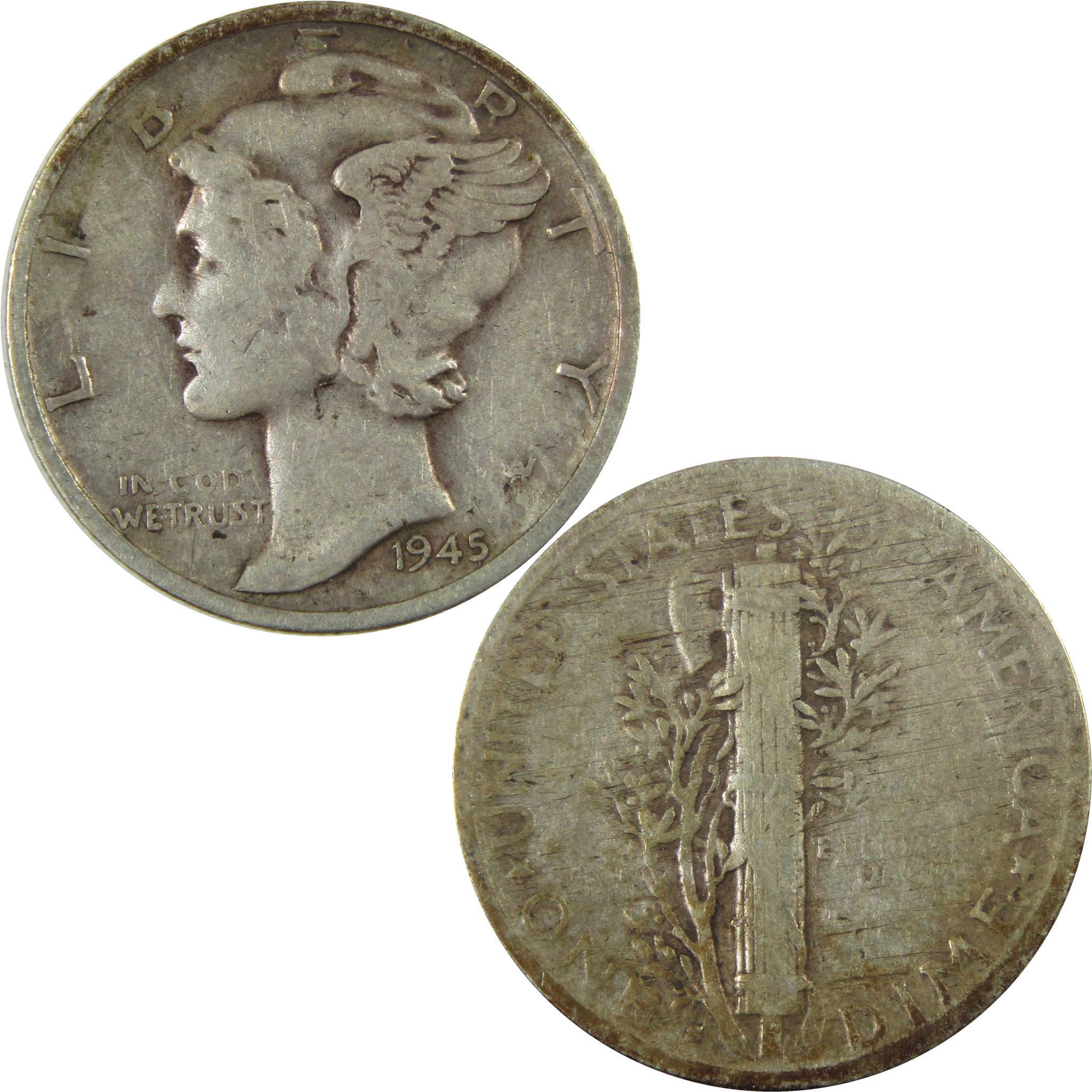1945 S Micro S Mercury Silver Dime VF Very Fine Details SKU:I28209