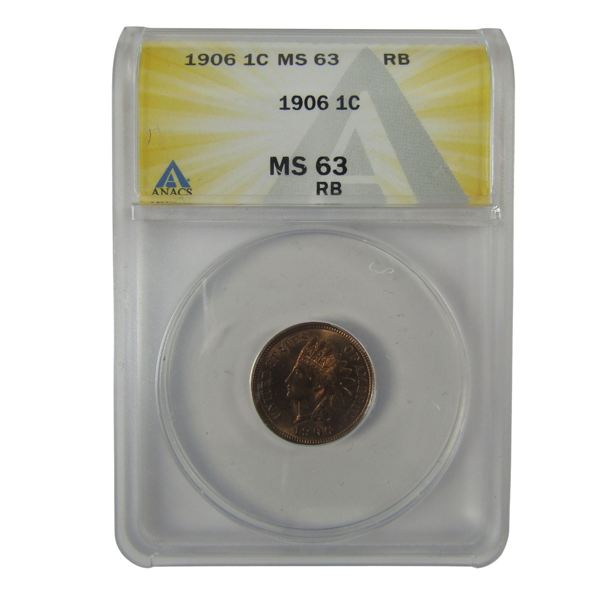 1906 Indian Head Cent MS 63 RB ANACS Penny Uncirculated SKU:I23016