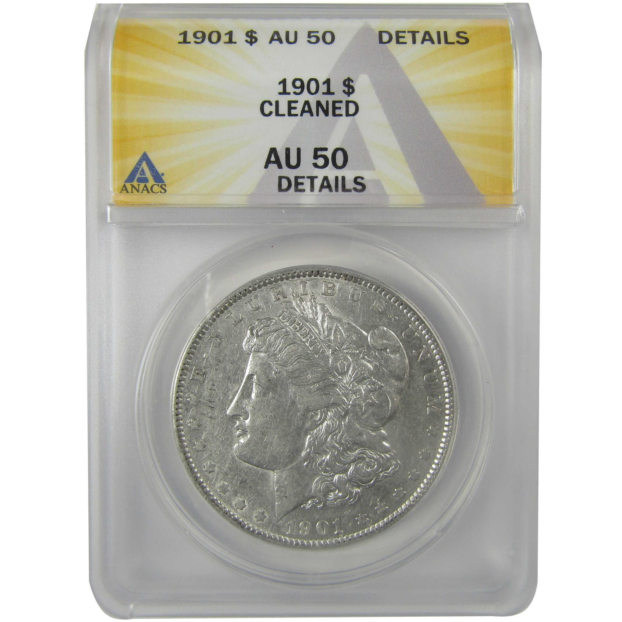 1901 Morgan Dollar AU 50 Details ANACS Silver $1 Coin SKU:I21267 - Morgan coin - Morgan silver dollar - Morgan silver dollar for sale - Profile Coins & Collectibles