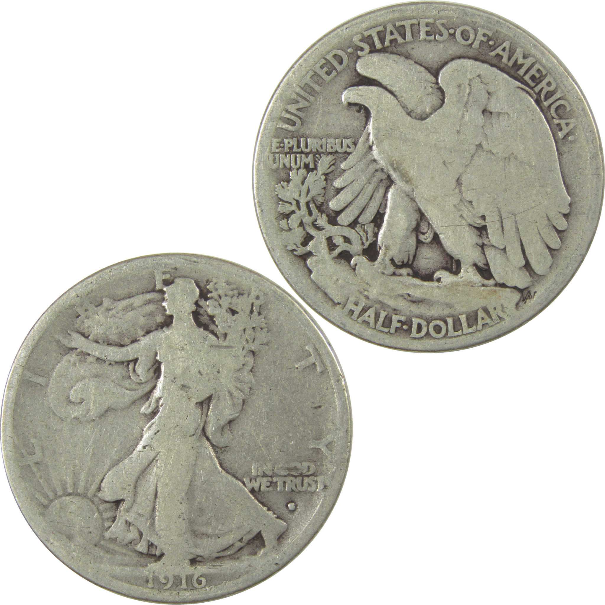 1916 S Liberty Walking Silver Half Dollar G Good 50c Coin SKU:I24101