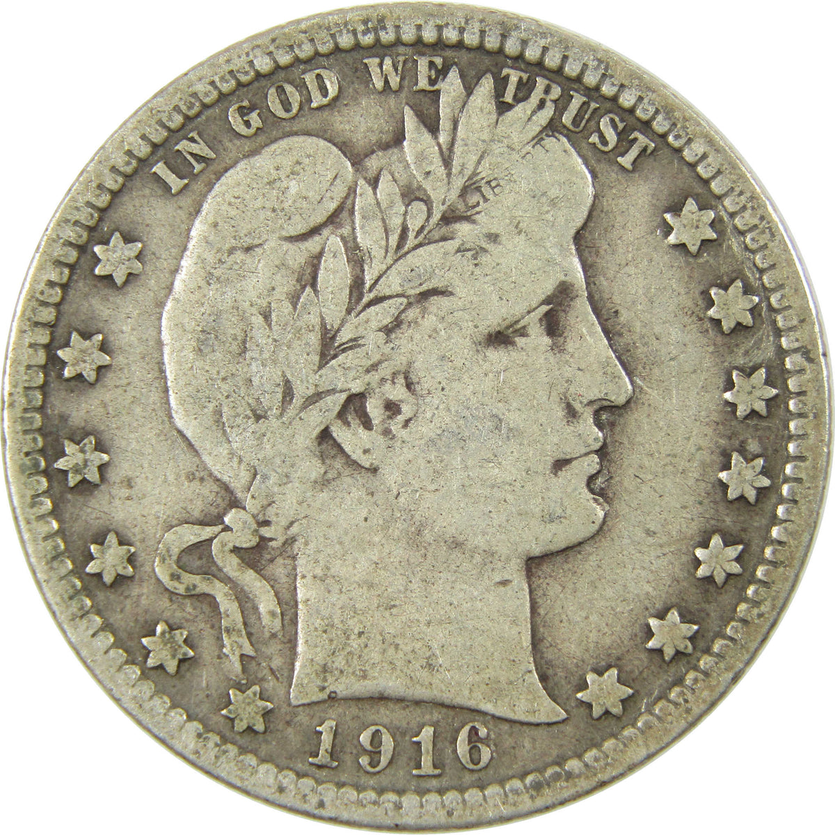 1916 D Barber Silver Quarter AF About Fine 25c Coin Collectible