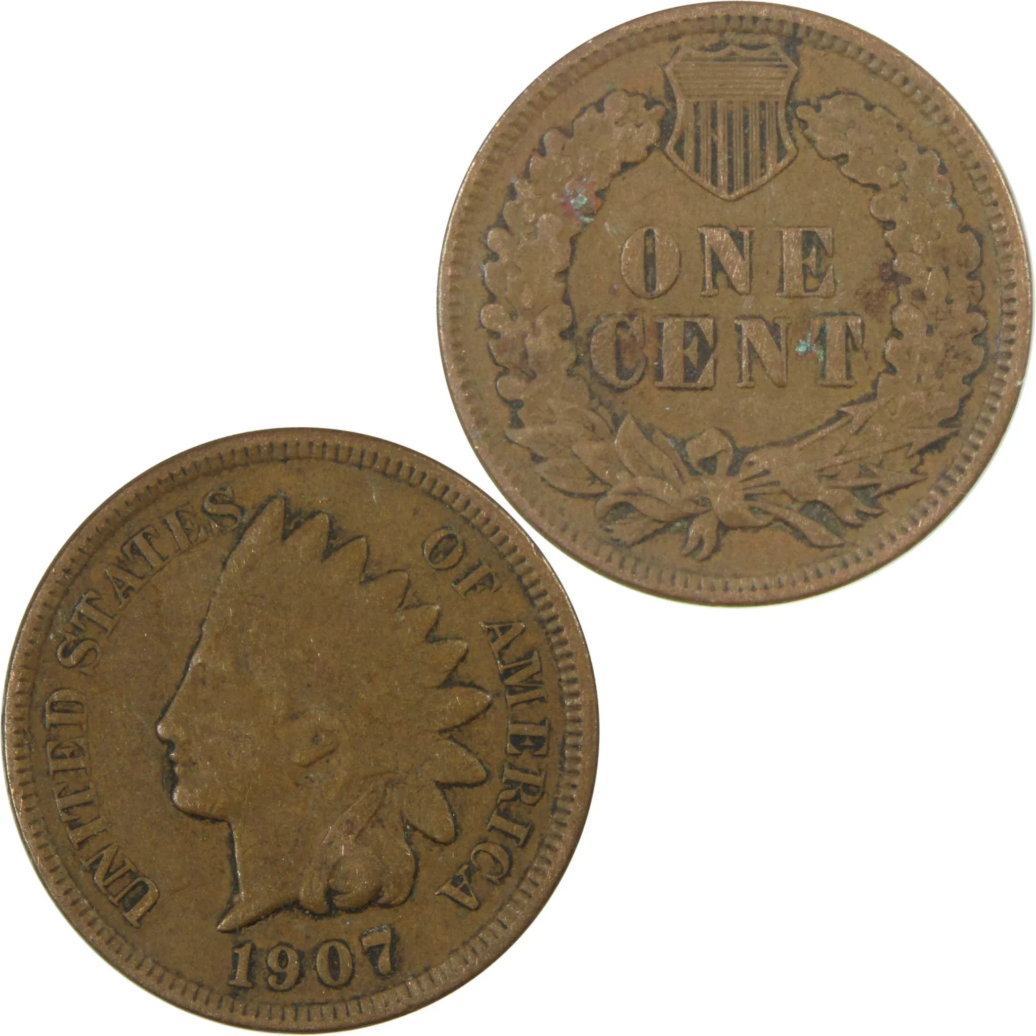 1907 Indian Head Cent VF Very Fine Penny 1c Coin SKU:I27049