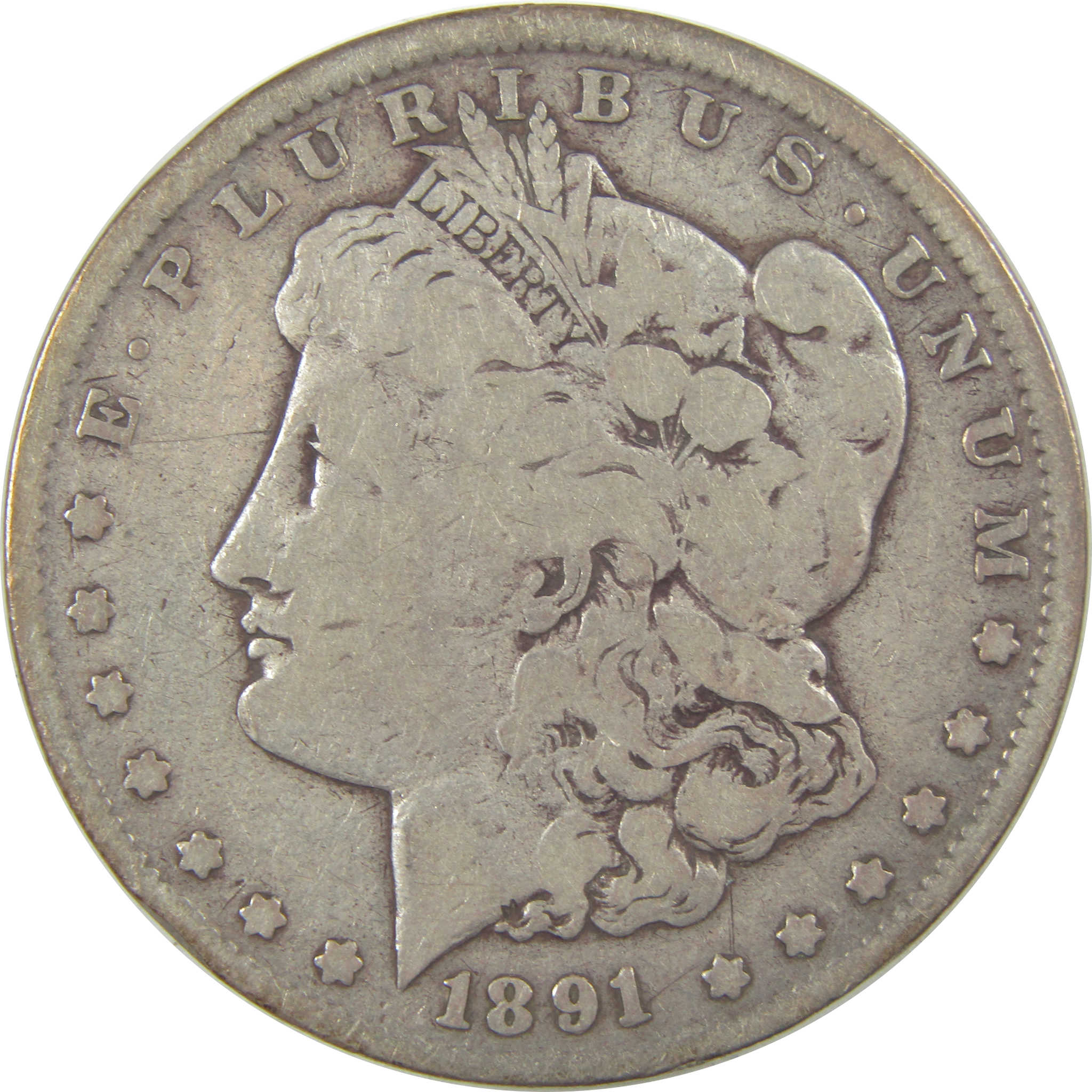 1891 CC Morgan Dollar VG Very Good Silver $1 Coin SKU:I22451 - Morgan coin - Morgan silver dollar - Morgan silver dollar for sale - Profile Coins & Collectibles