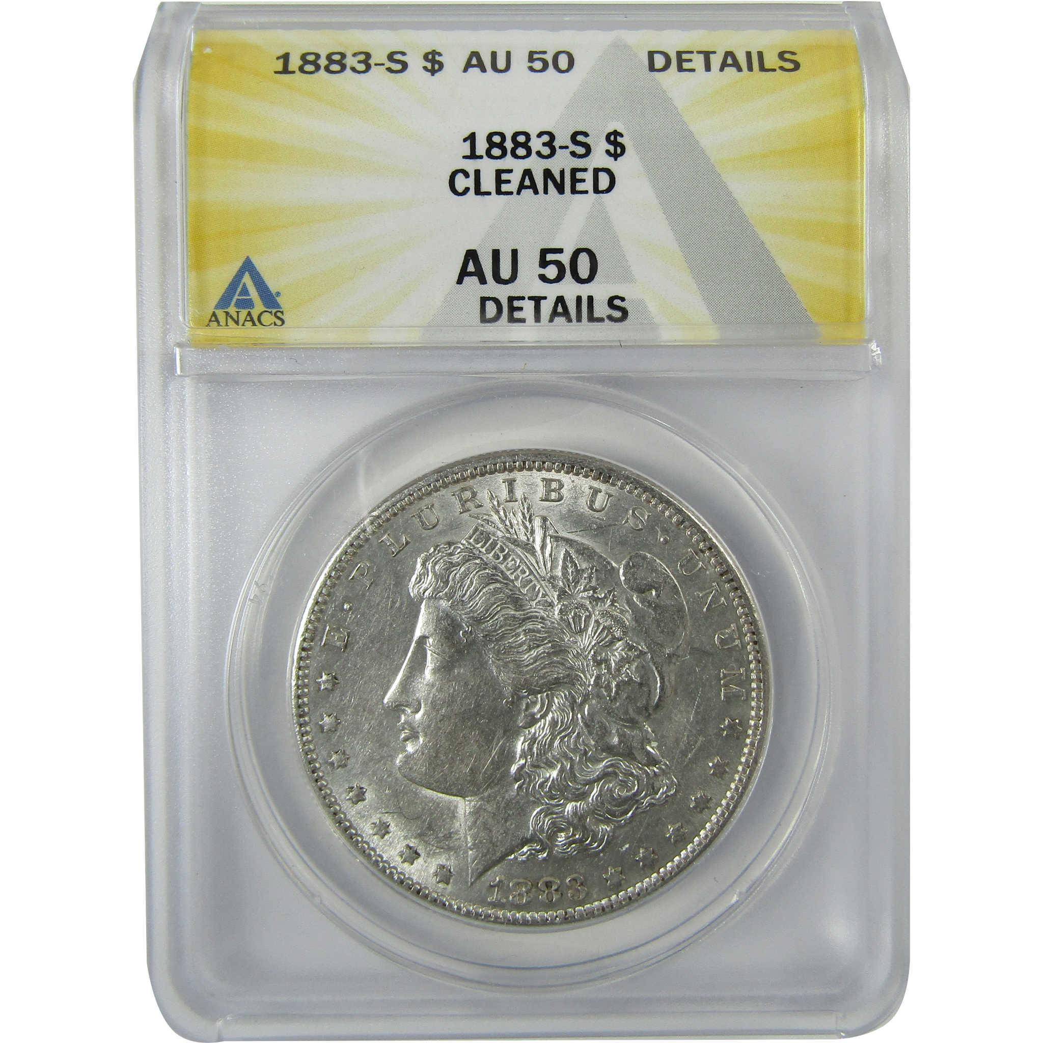 1883 S Morgan Silver Dollar AU 50 Details ANACS $1 Coin SKU:CP603 - Morgan coin - Morgan silver dollar - Morgan silver dollar for sale - Profile Coins & Collectibles
