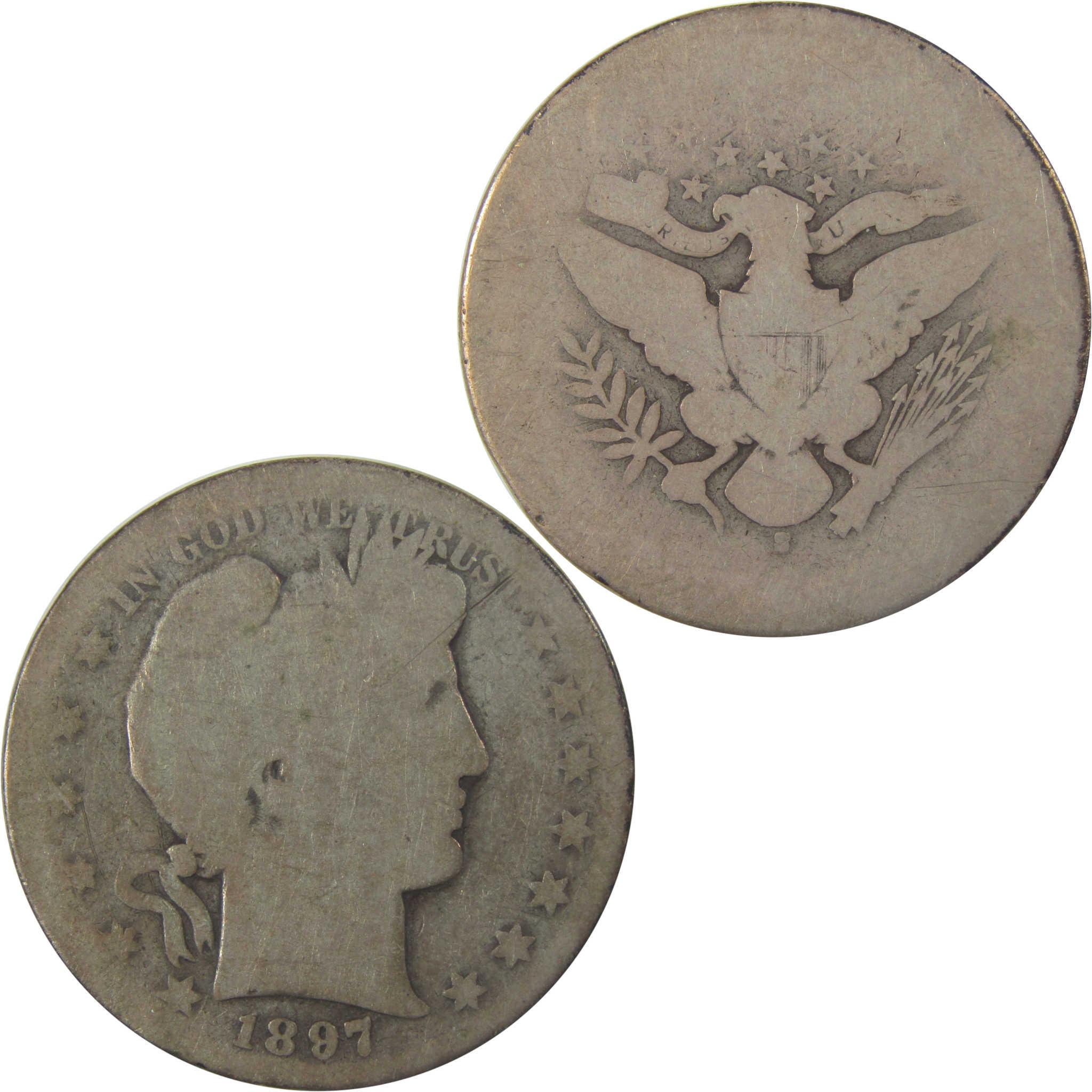 1897 S Barber Silver Half Dollar AG About Good 50c Coin SKU:I25189