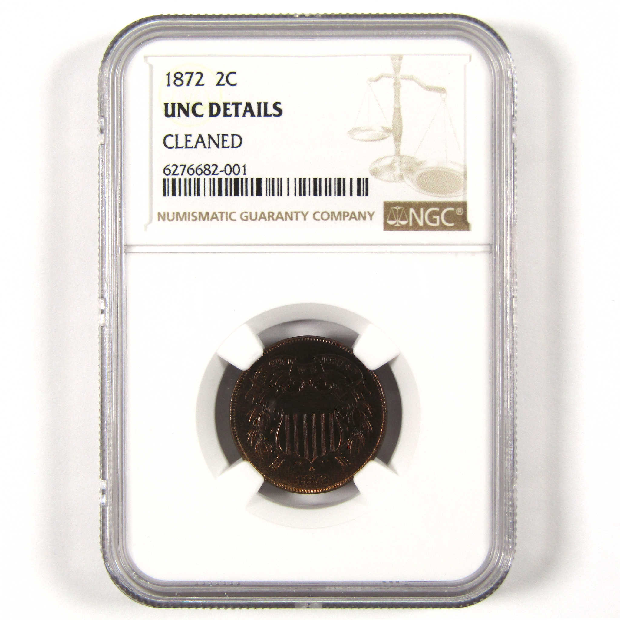 1872 Two Cent Piece Uncirculated Details NGC 2c Coin SKU:CPC6381