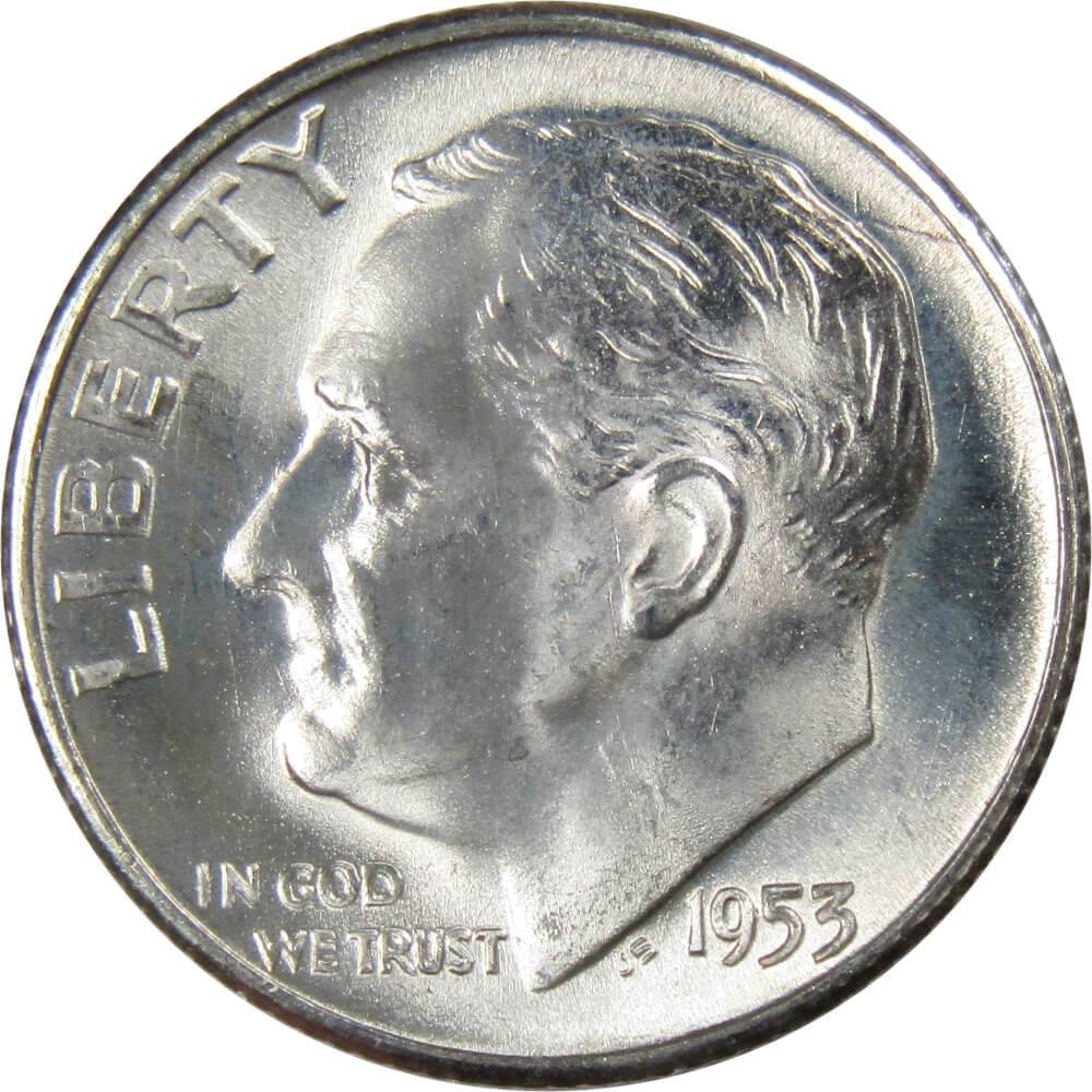 1953 S Roosevelt Silver Dime Uncirculated Mint State 10c Coin