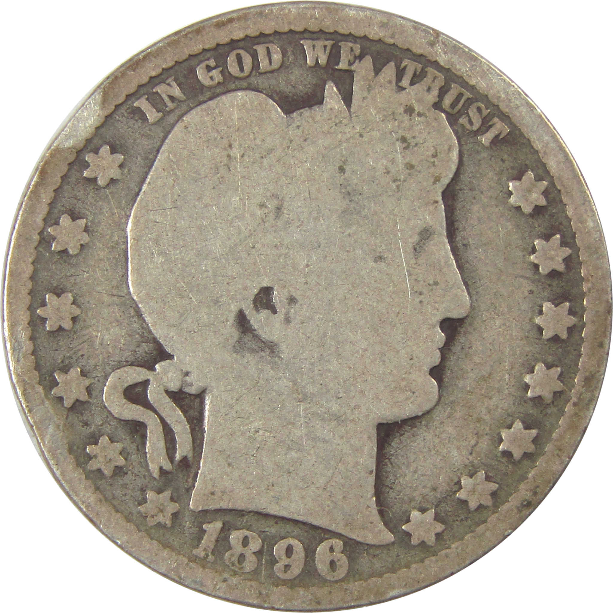 1896 O Barber Quarter AG About Good Silver 25c Coin SKU:I21872