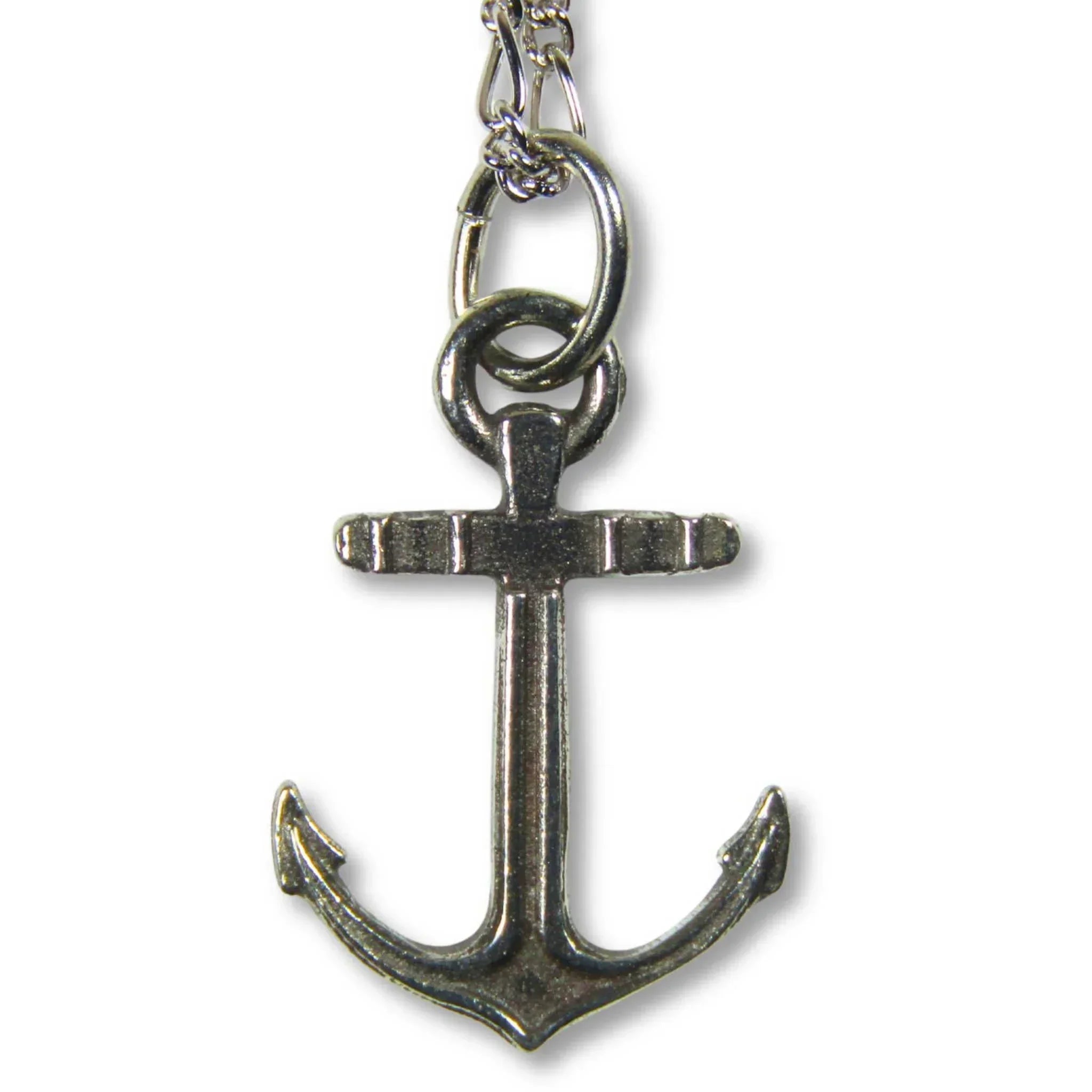 Anchor Pewter Pendant Necklace with Sterling Silver Chain