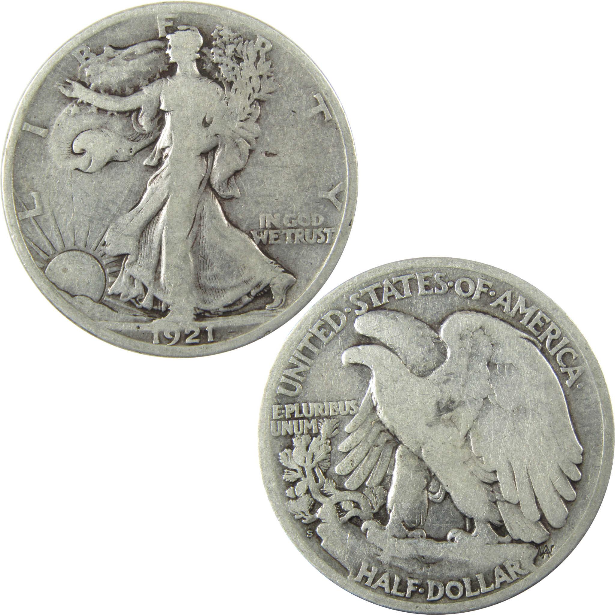1921 S Liberty Walking Silver 50c VG Very Good Details SKU:CP1434