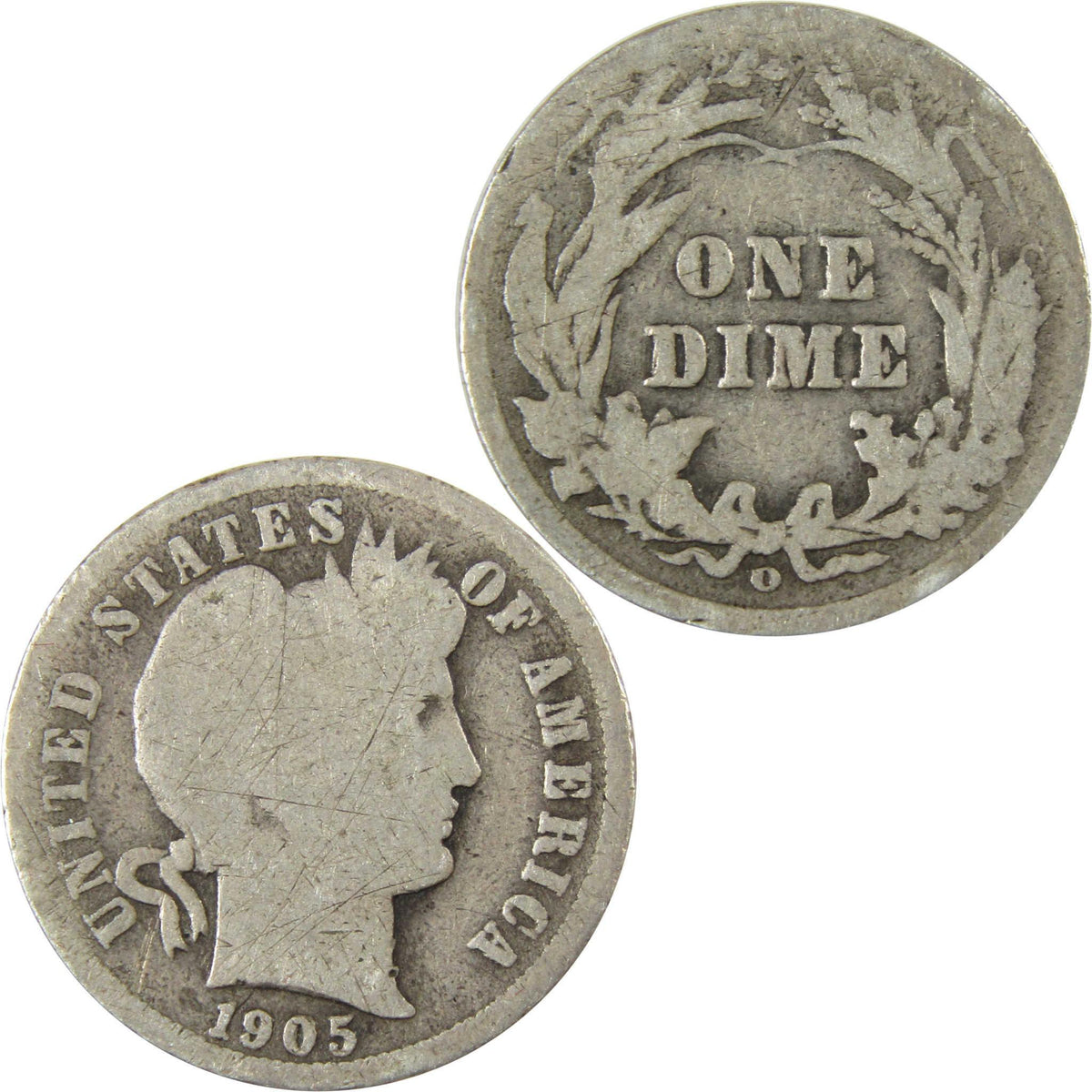 1905 O Micro O Barber Silver Dime G Good Details 10c Coin SKU:I26616