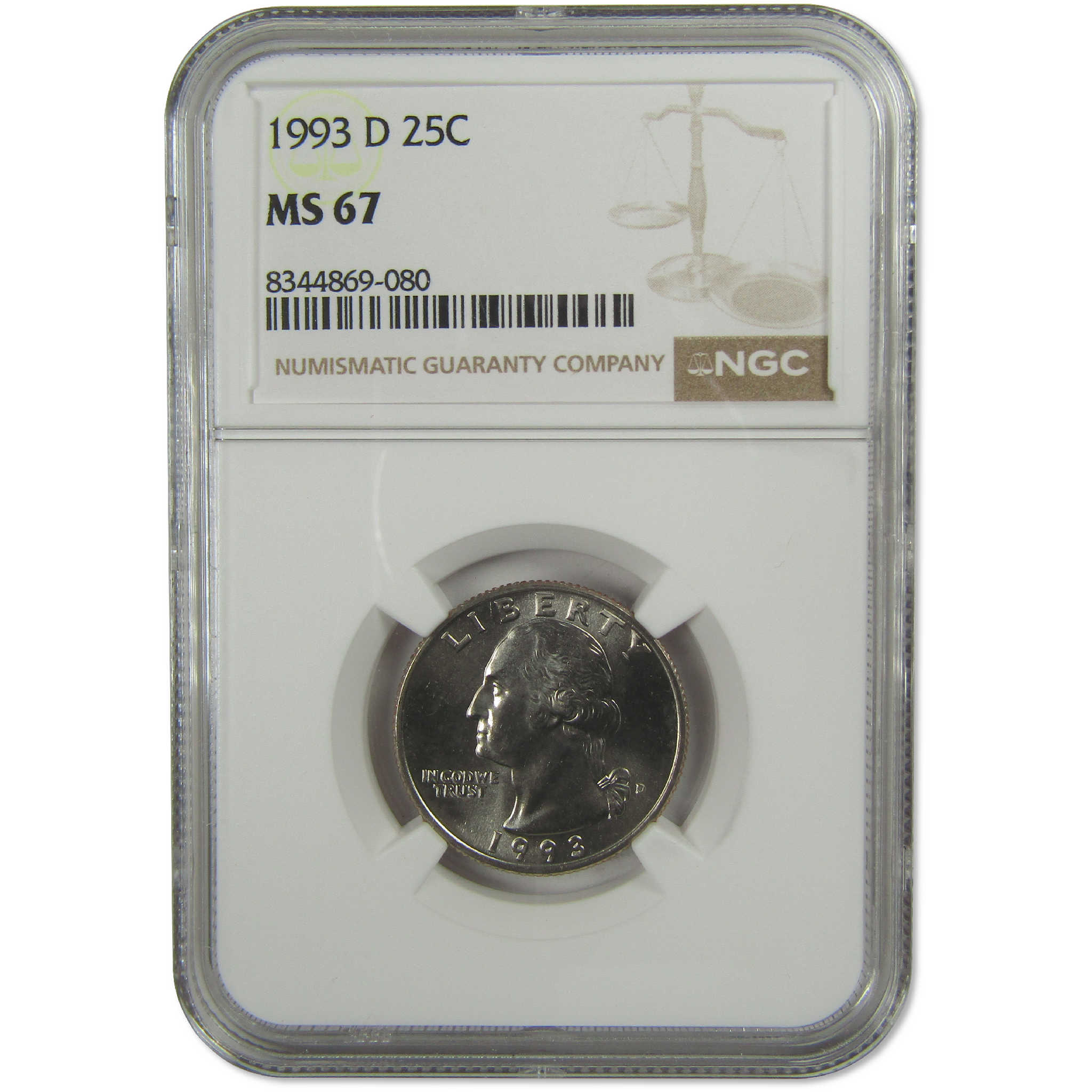 1993 D Washington Quarter MS 67 NGC Clad Uncirculated SKU:I20538