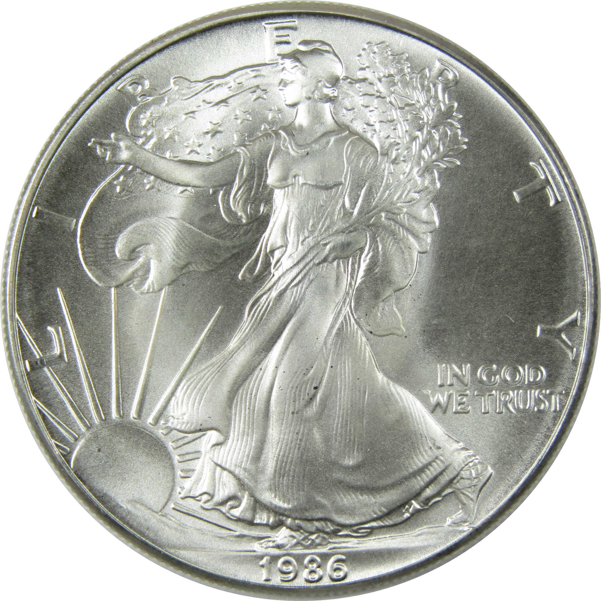 1986 American Silver Eagle Uncirculated Mint State $1 Coin Collectible