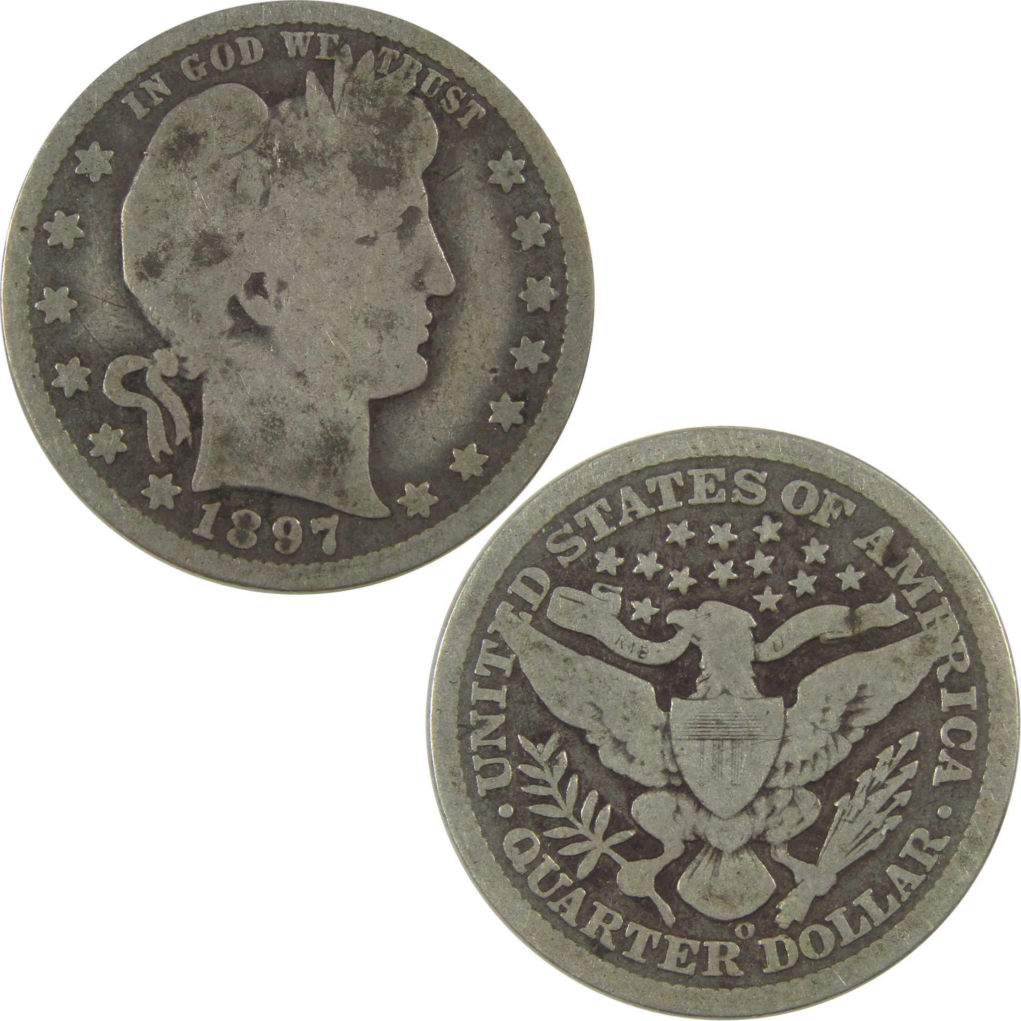 1897 O Barber Quarter G Good Silver 25c Coin SKU:I20957