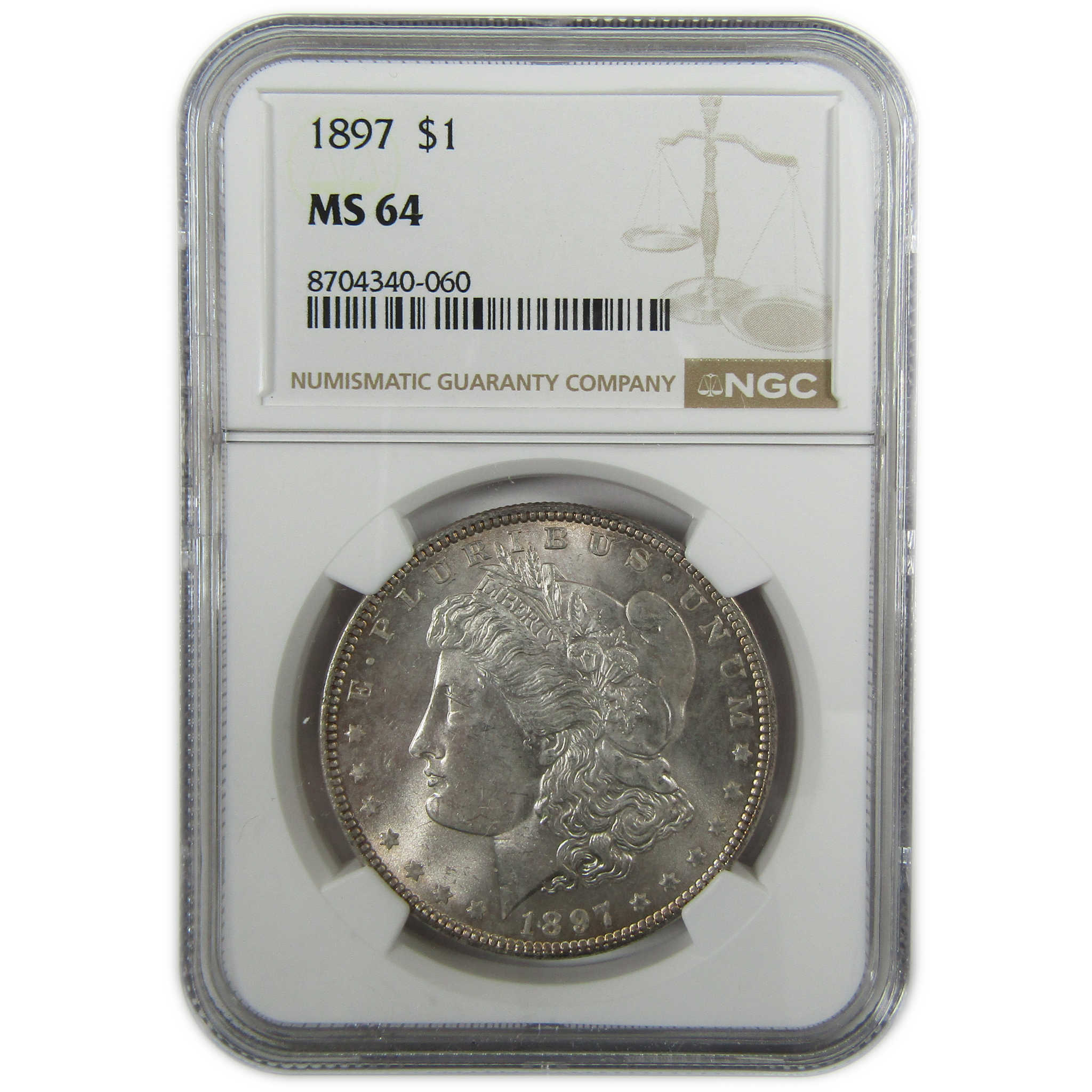 1897 Morgan Silver Dollar MS 64 NGC Uncirculated $1 Coin SKU:I27529