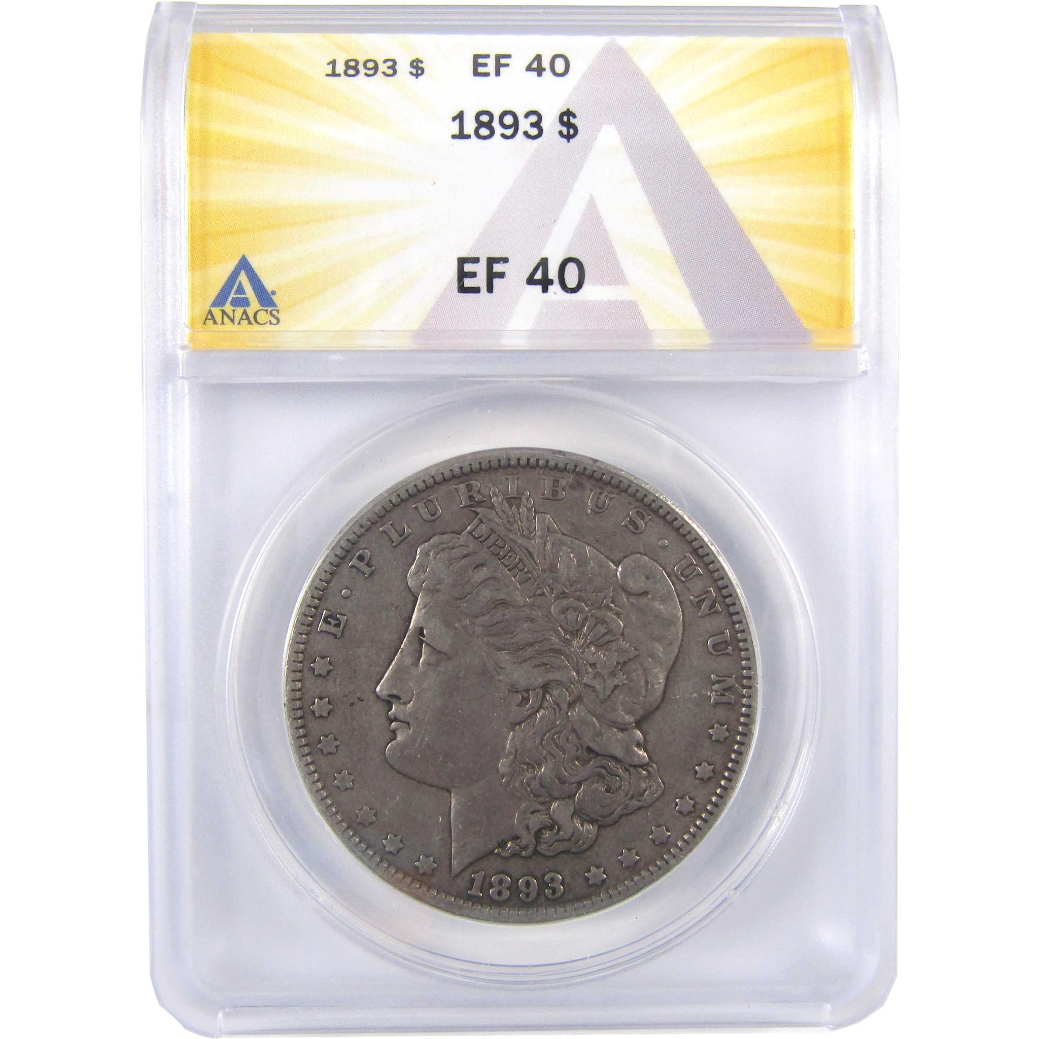 1893 Morgan Dollar EF 40 ANACS Silver $1 Coin SKU:I18649 - Morgan coin - Morgan silver dollar - Morgan silver dollar for sale - Profile Coins & Collectibles