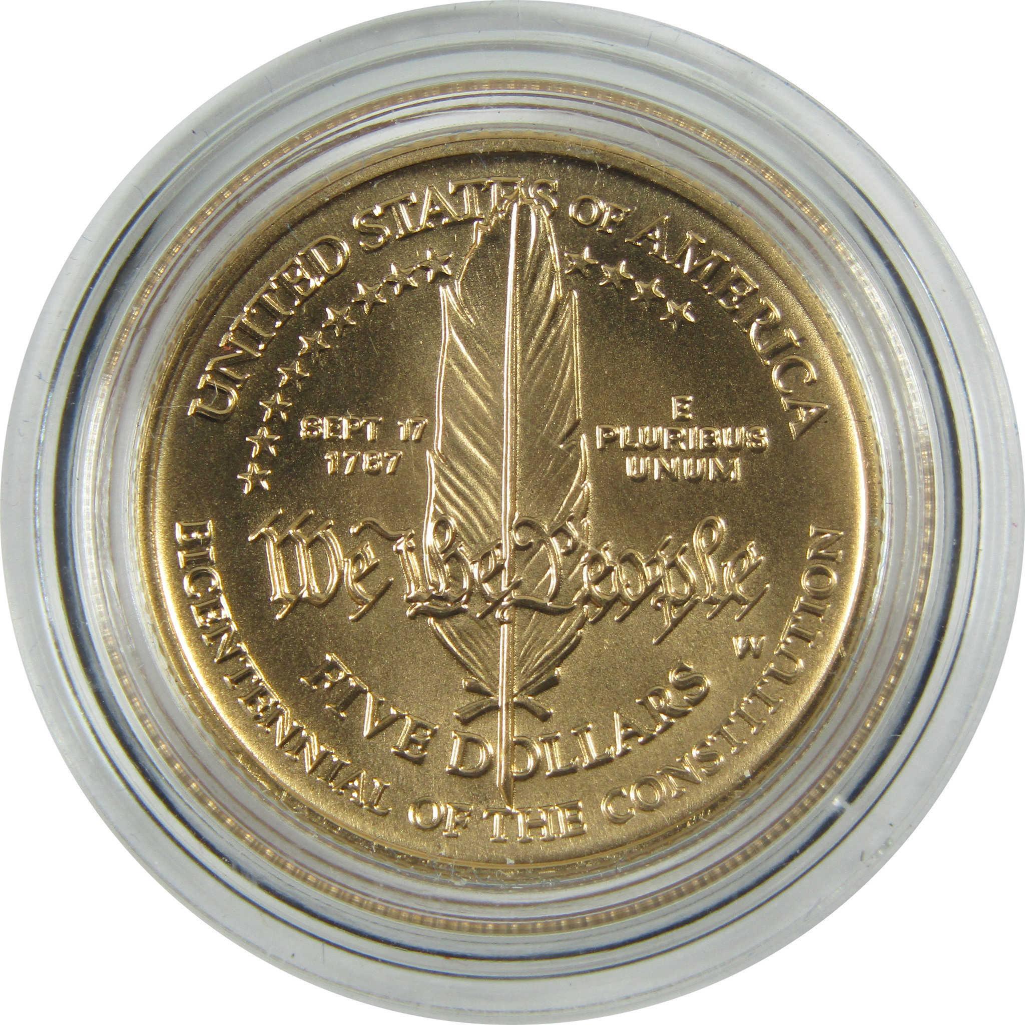 1987 W U.S. Constitution Bicentennial Commemorative Gold Uncirculated