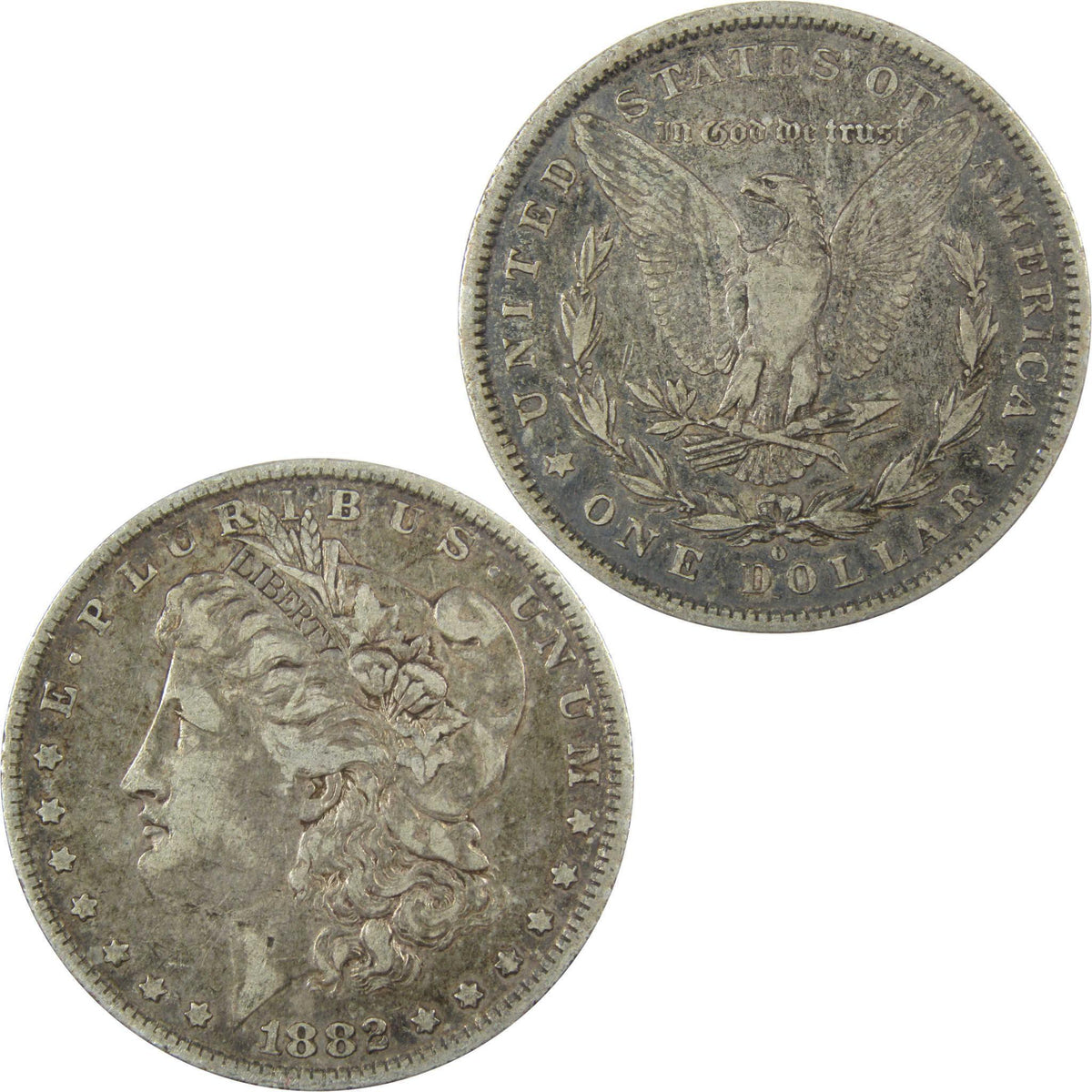 1882 O/S Morgan Silver Dollar VF Very Fine $1 Coin SKU:I25367 - Morgan coin - Morgan silver dollar - Morgan silver dollar for sale - Profile Coins & Collectibles