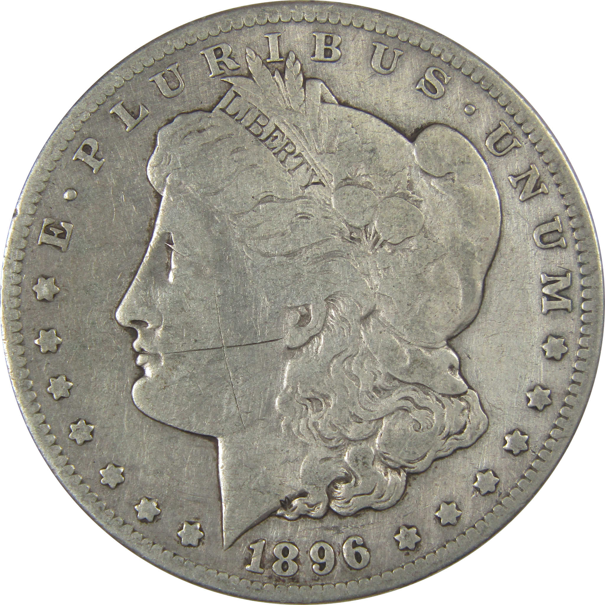 1896 S Morgan Dollar F Fine Details Silver $1 Coin SKU:CPC1038 - Morgan coin - Morgan silver dollar - Morgan silver dollar for sale - Profile Coins & Collectibles