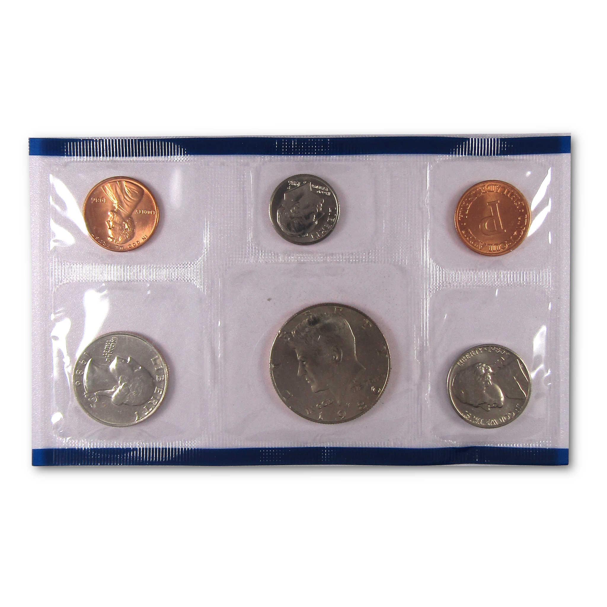 Uncirculated US coin set in sealed plastic, featuring six collectible coins.