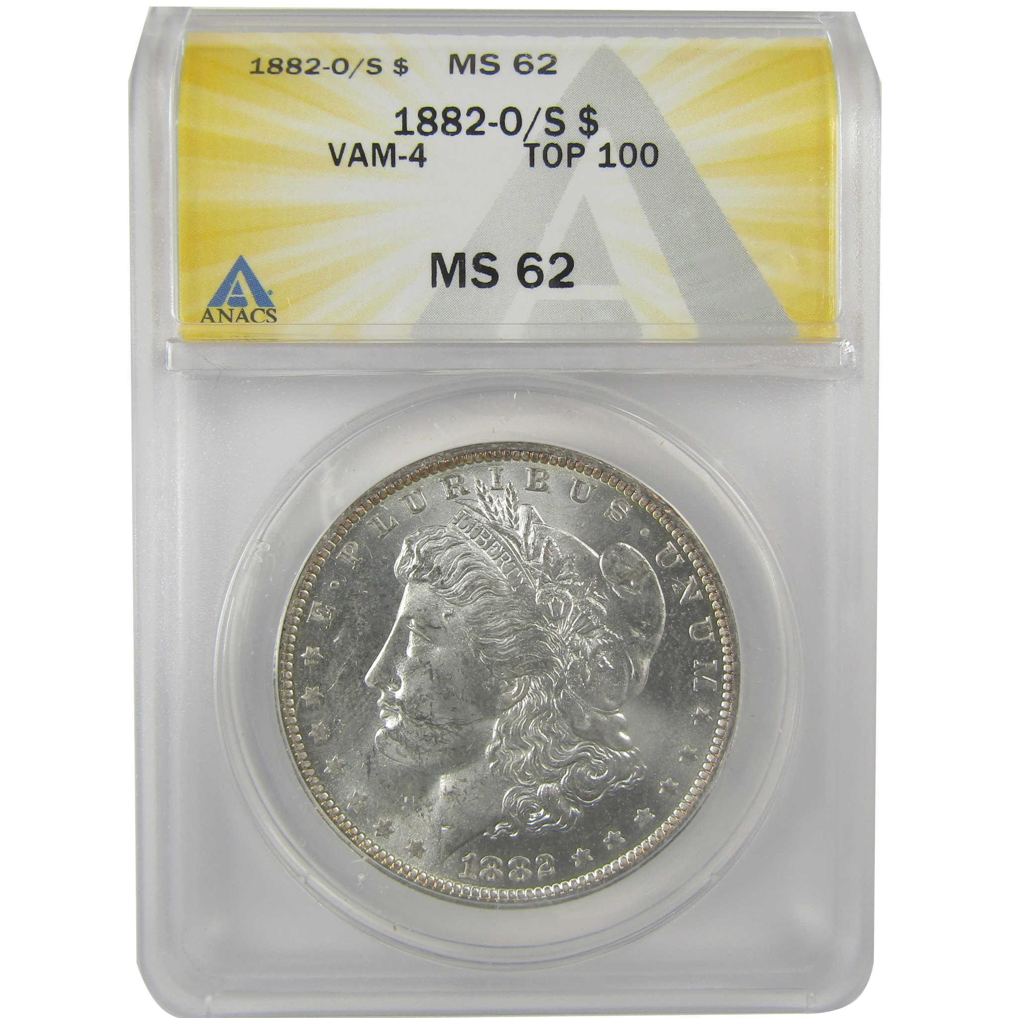 1882 O/S VAM-4 Recessed Top 100 Morgan Dollar MS 62 ANACS SKU:I21958 - Morgan coin - Morgan silver dollar - Morgan silver dollar for sale - Profile Coins & Collectibles