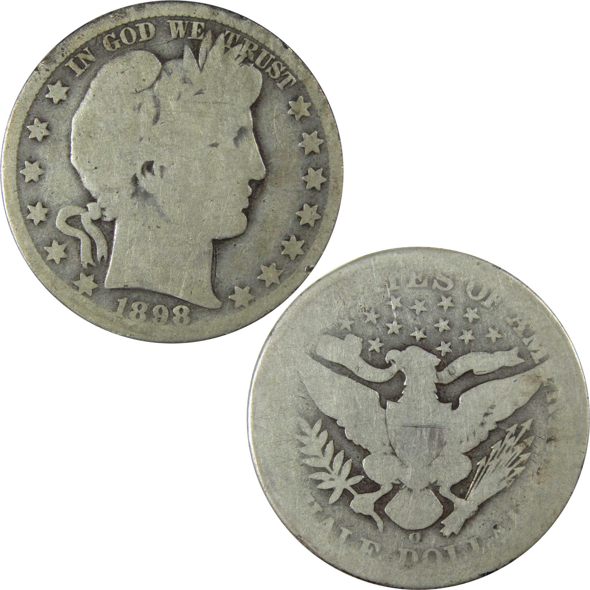 1898 O Barber Silver Half Dollar AG About Good 50c Coin SKU:I25963