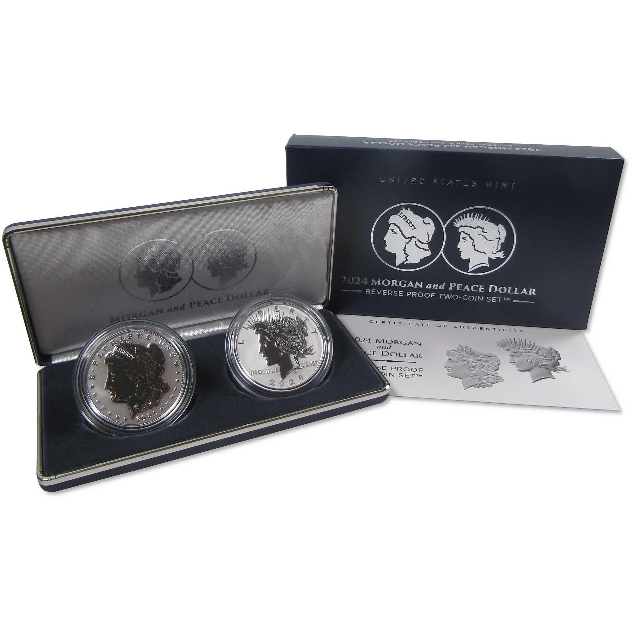 2025 Morgan and Peace Dollar Reverse Proof Two-Coin Set OGP COA
