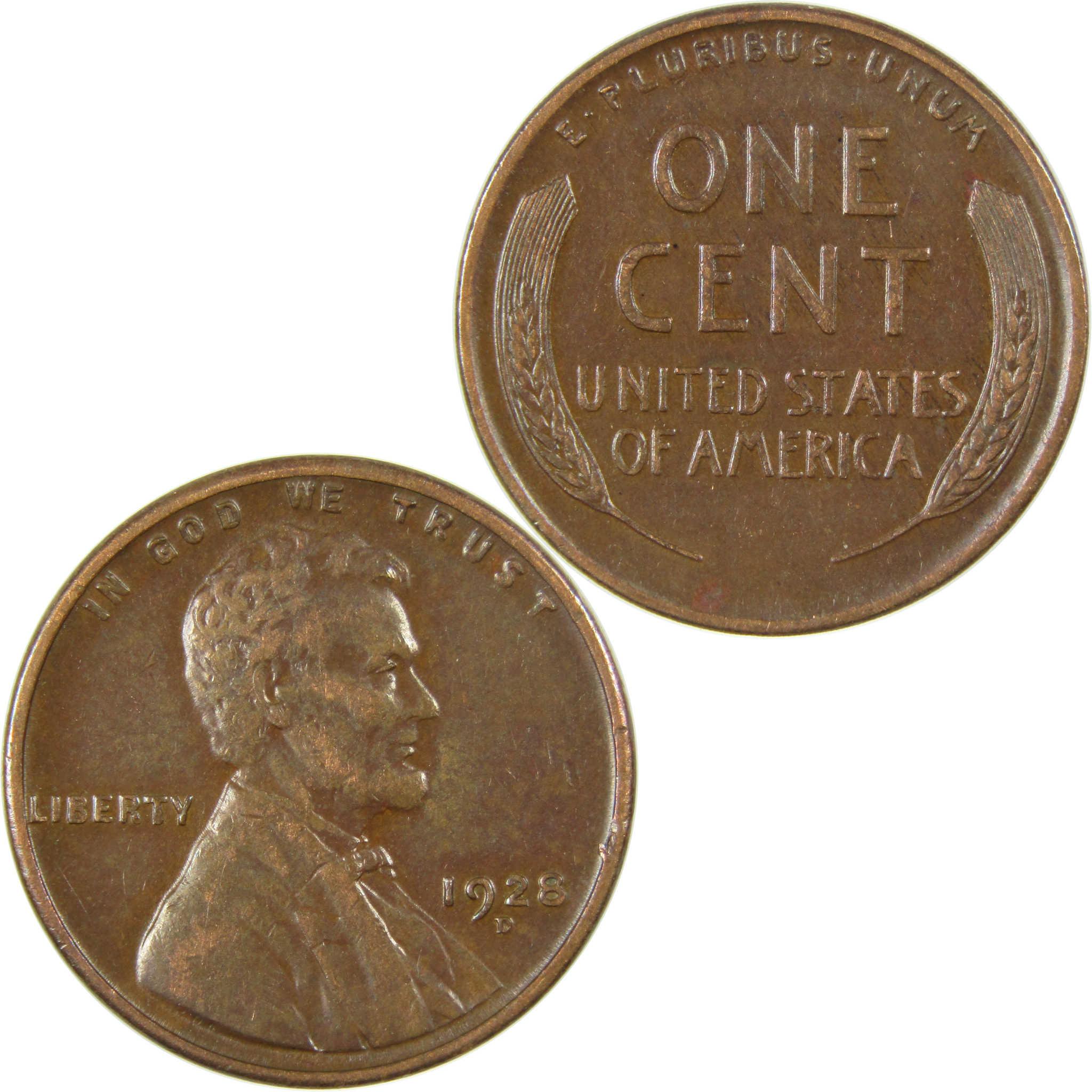 1928 D Lincoln Wheat Cent VF Very Fine Penny 1c Coin SKU:I27610
