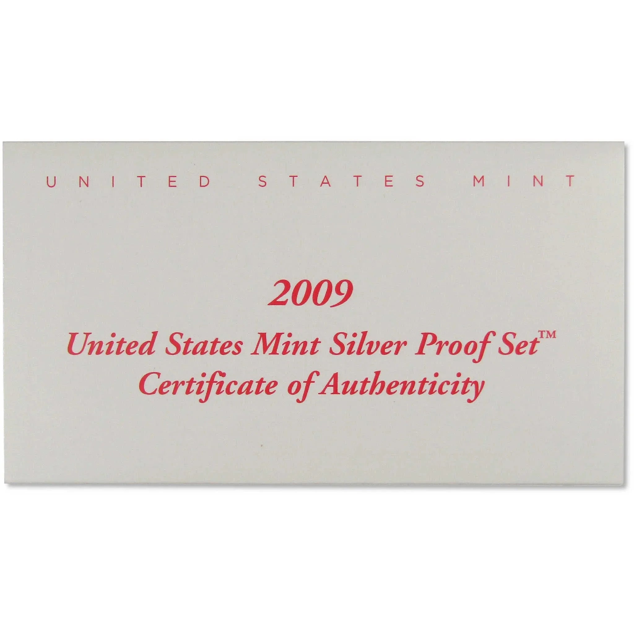 2009 Silver Proof Set U.S. Mint Original Government Packaging OGP COA