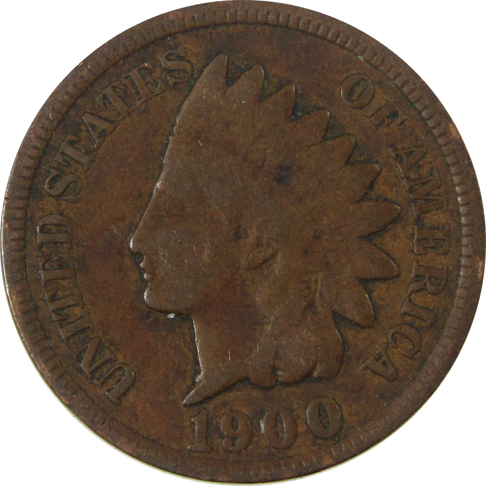 1900 Indian Head Cent F Fine Penny 1c Coin SKU:I26990