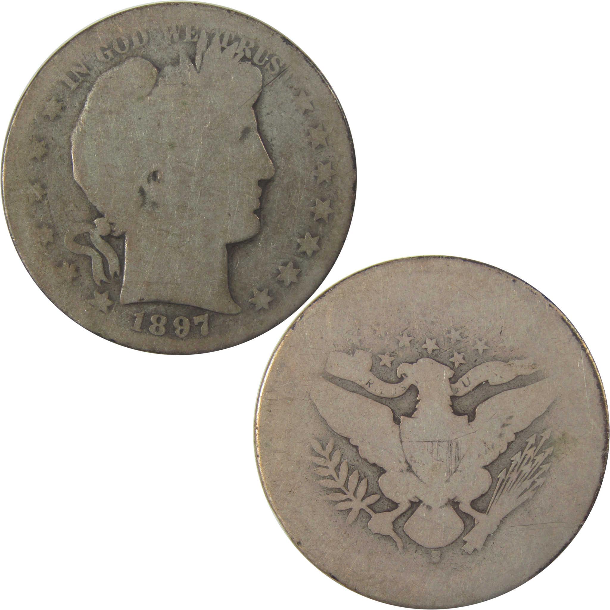 1897 S Barber Silver Half Dollar AG About Good 50c Coin SKU:I25189