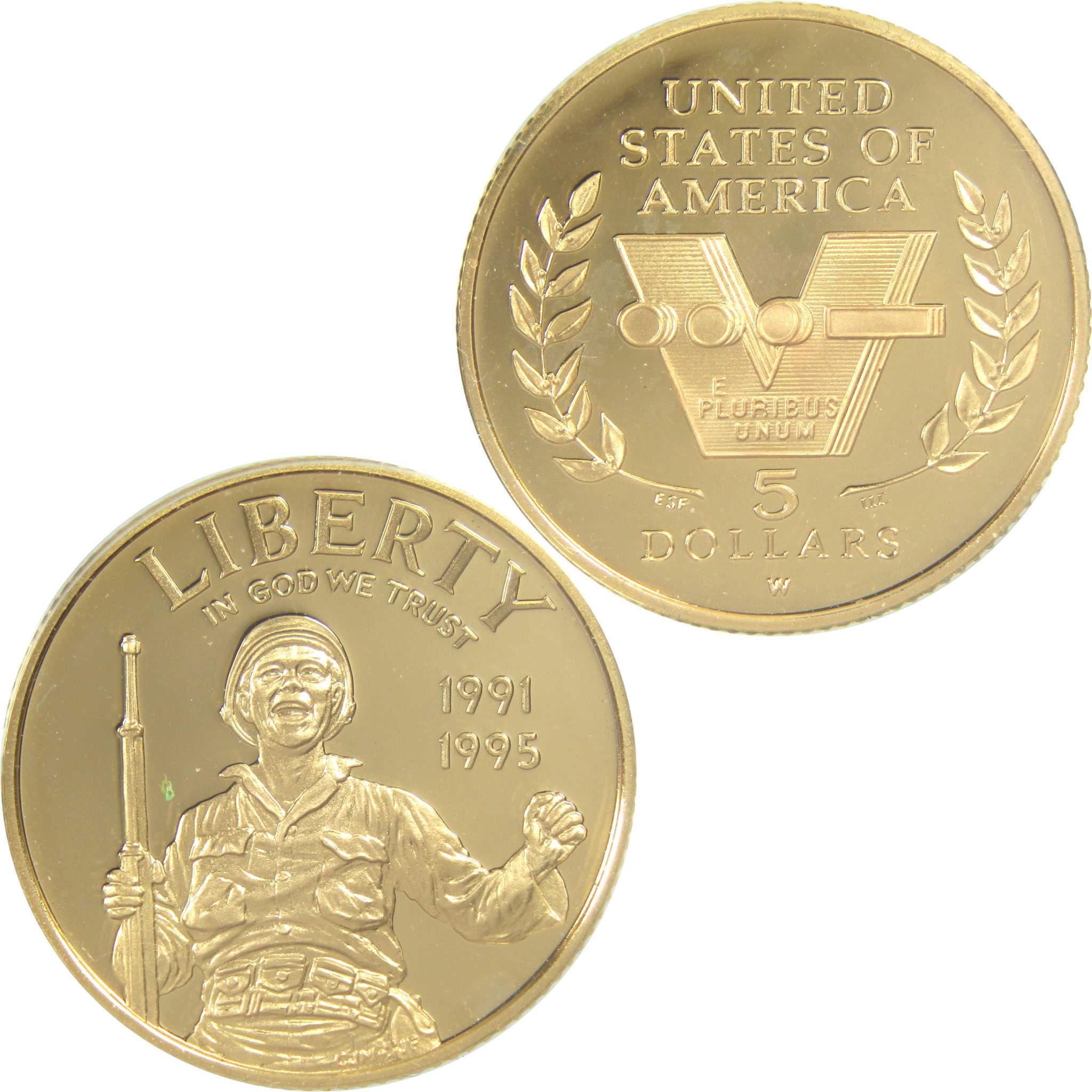 1993 W $5 50th Anniversary of World War II Commemorative Gold Proof